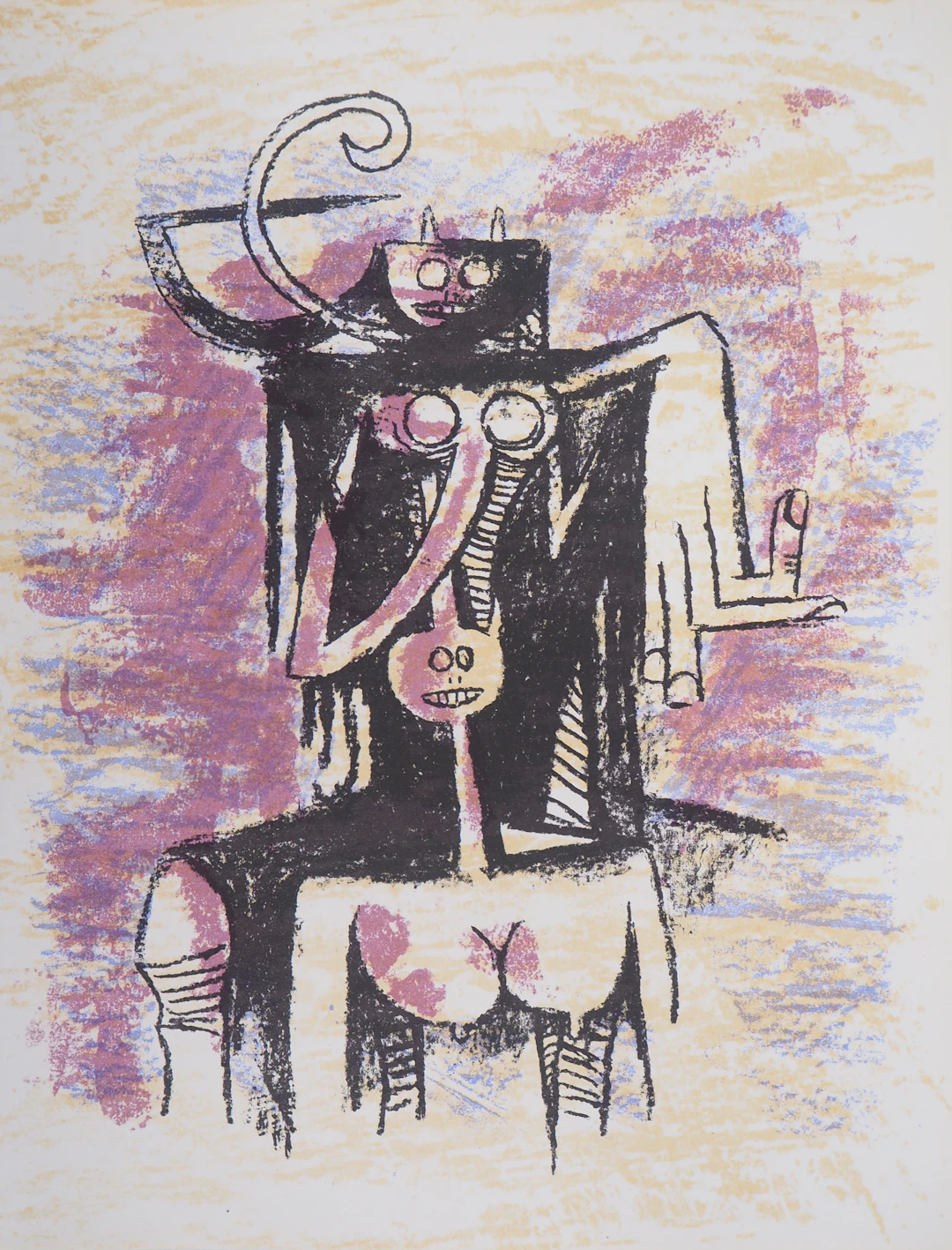Wifredo LAM - Deux personnages fantastiques, 1974 - Lithographie originale