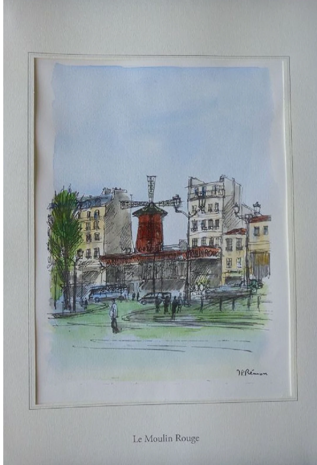 Jean Pierre REMON - Le Moulin Rouge, 2010 - Aquarelle signée
