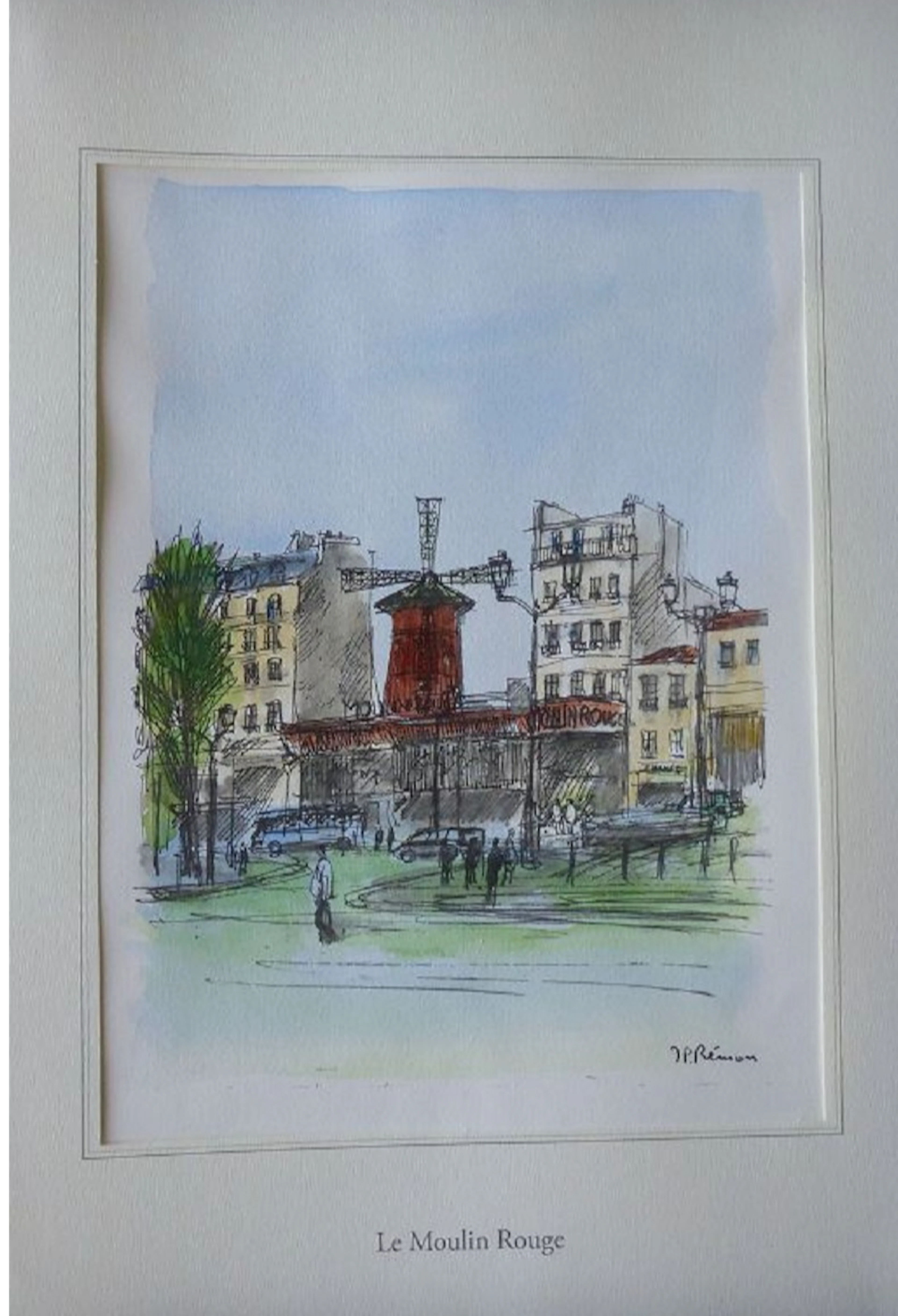 Jean Pierre REMON - Le Moulin Rouge, 2010 - Aquarelle signée