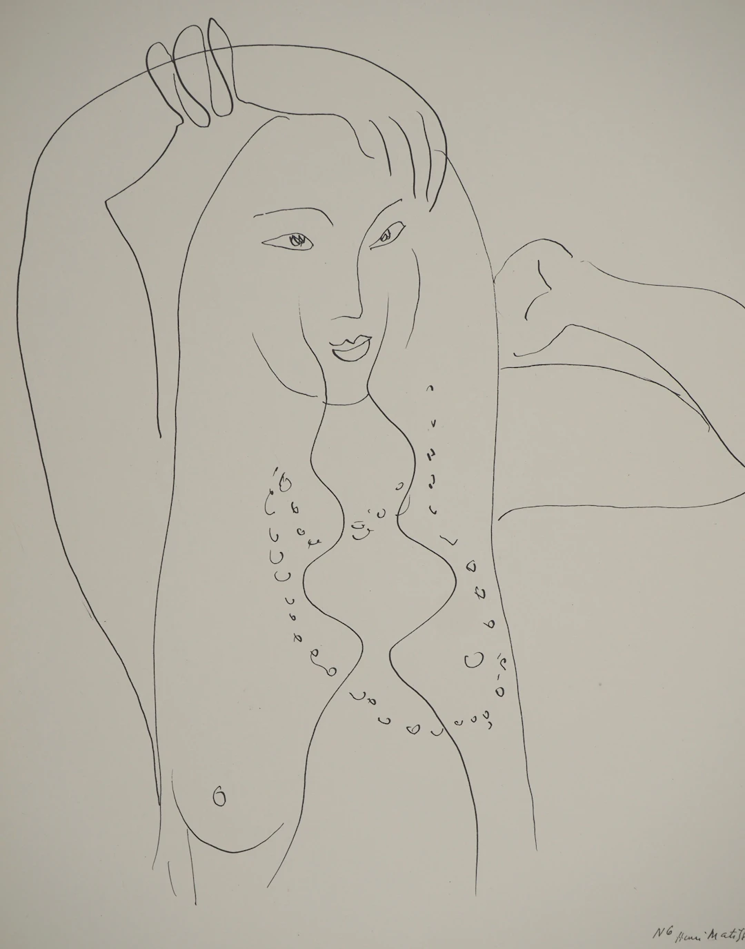 Henri MATISSE : Le visage découvert, Lithographie signée