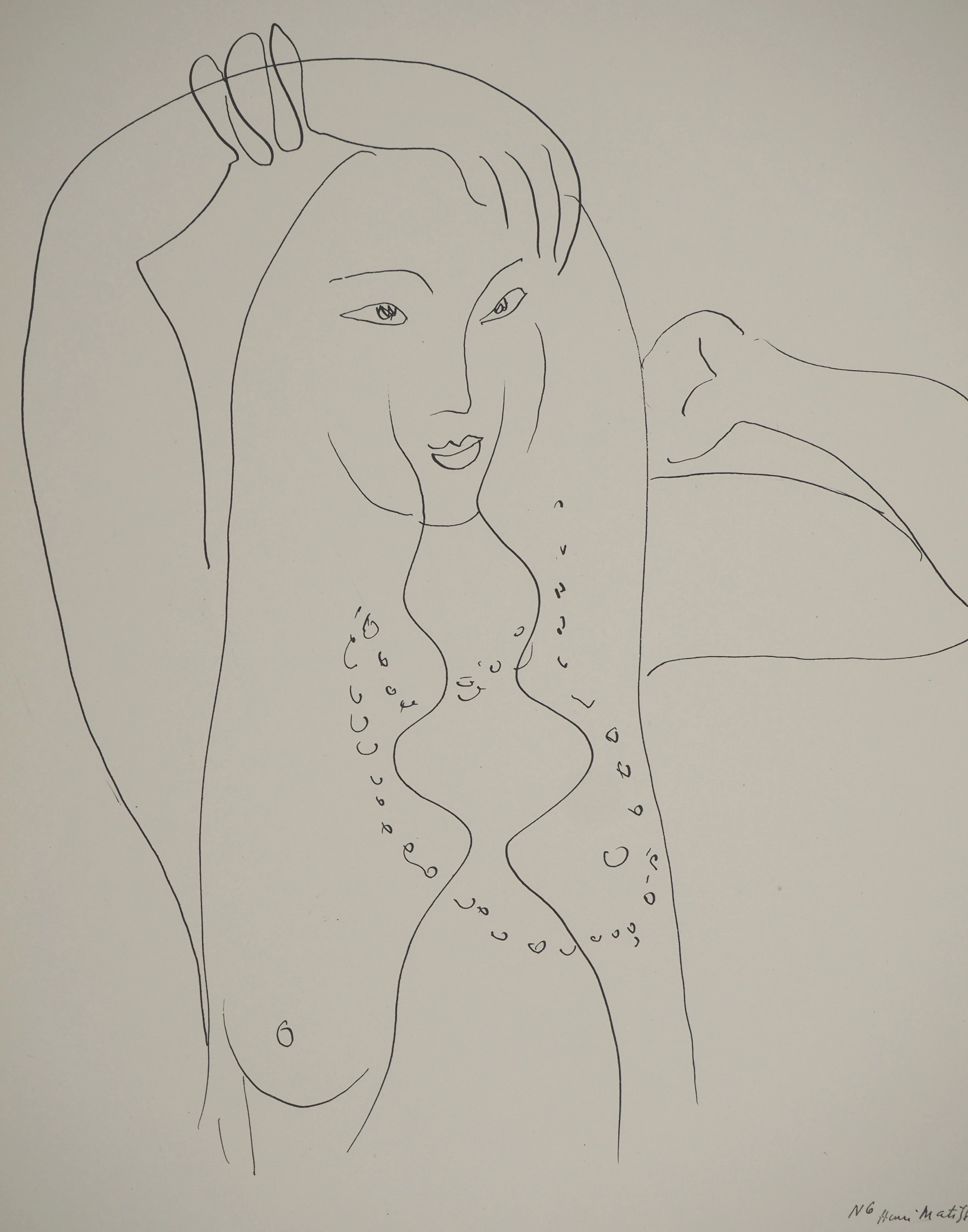 Henri MATISSE : Le visage découvert, Lithographie signée