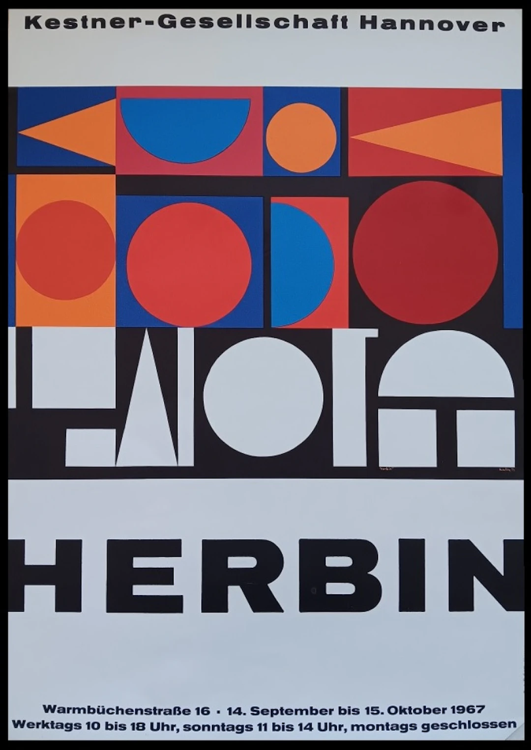 Auguste HERBIN - Affiche originale d’exposition - Hanovre - 1967