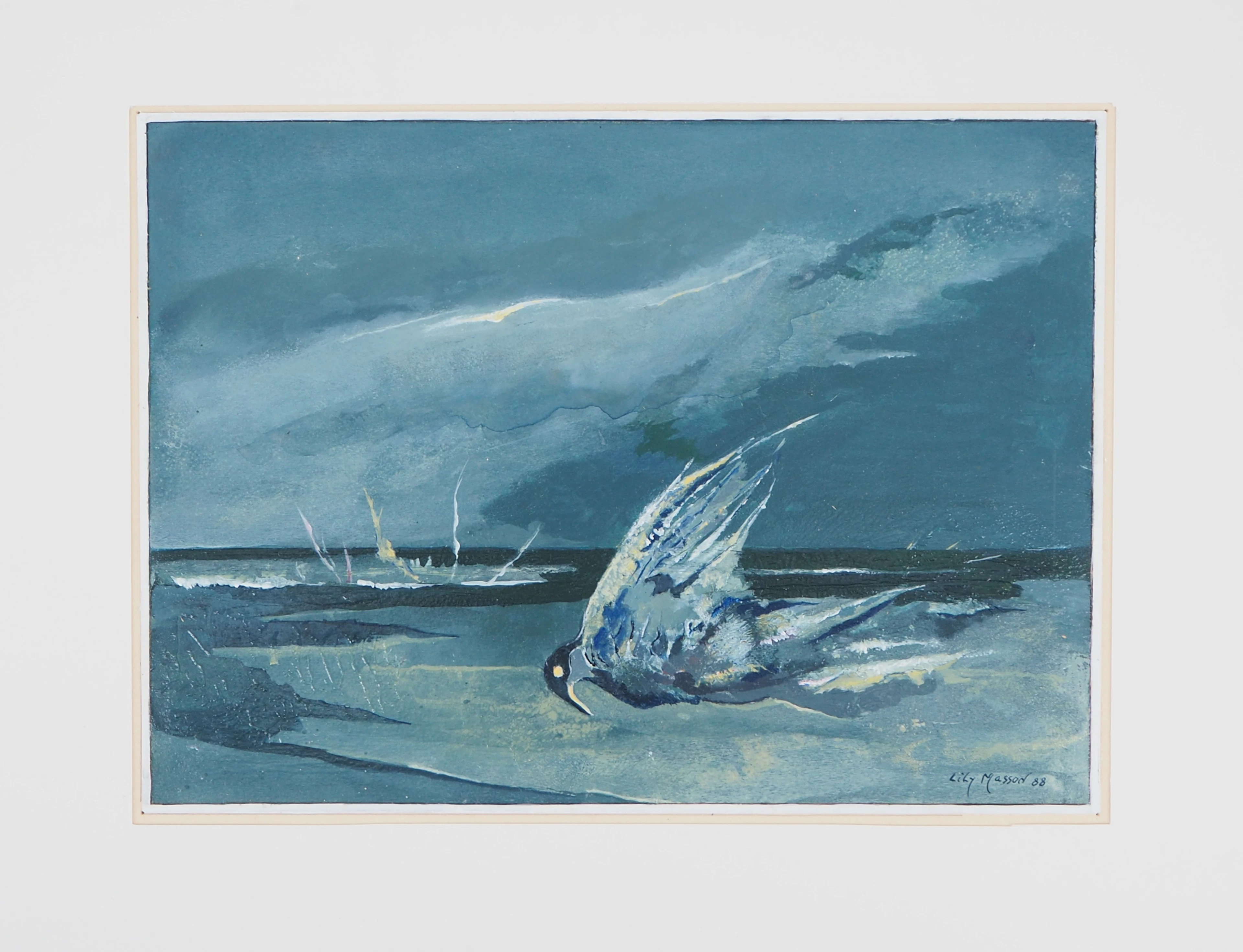 Lily MASSON : L’Oiseau tombé, 1988 - Acrylique originale signée