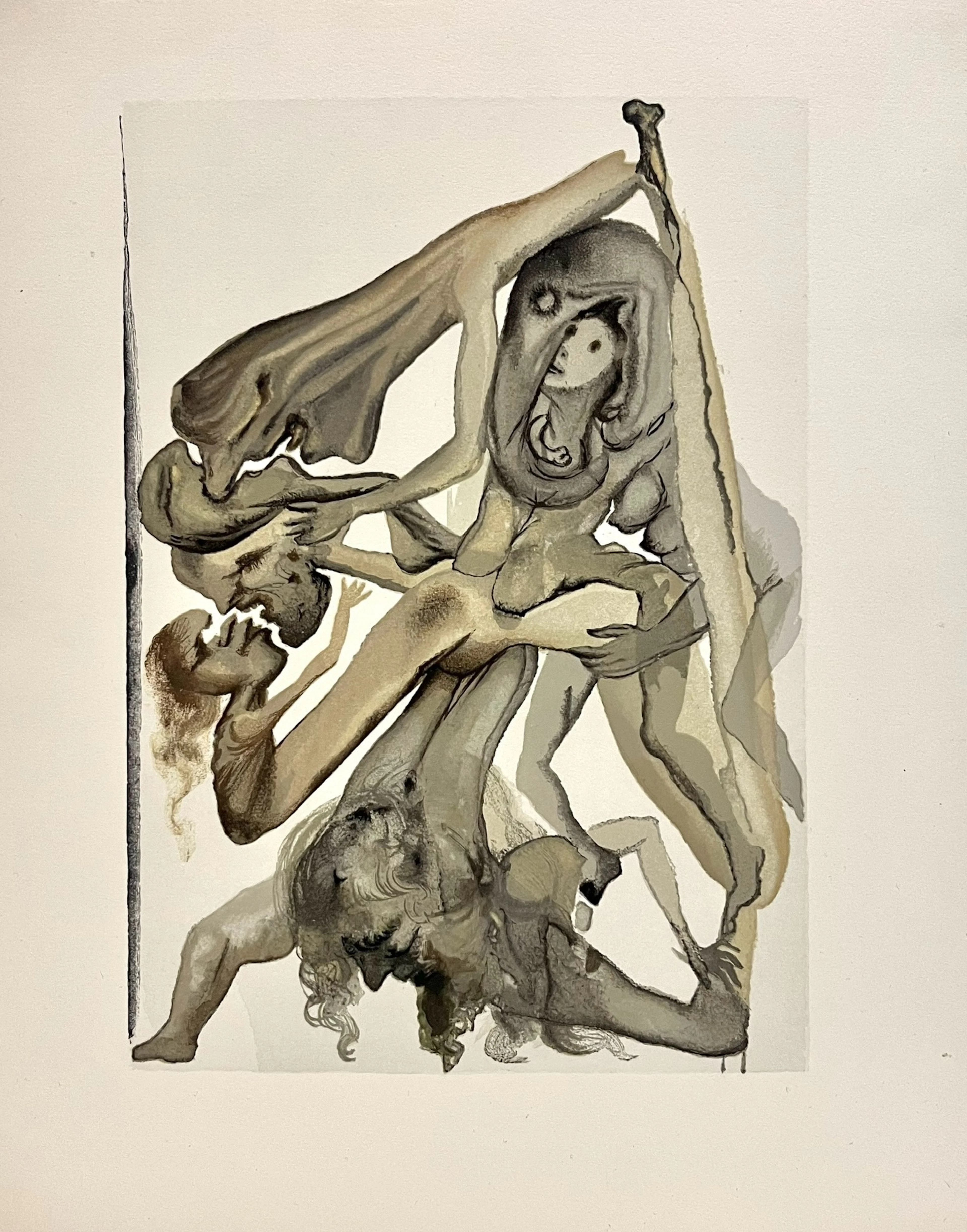 Salvador DALI - "Les limbes" (Divine Comédie) Bois original gravé 1960 -