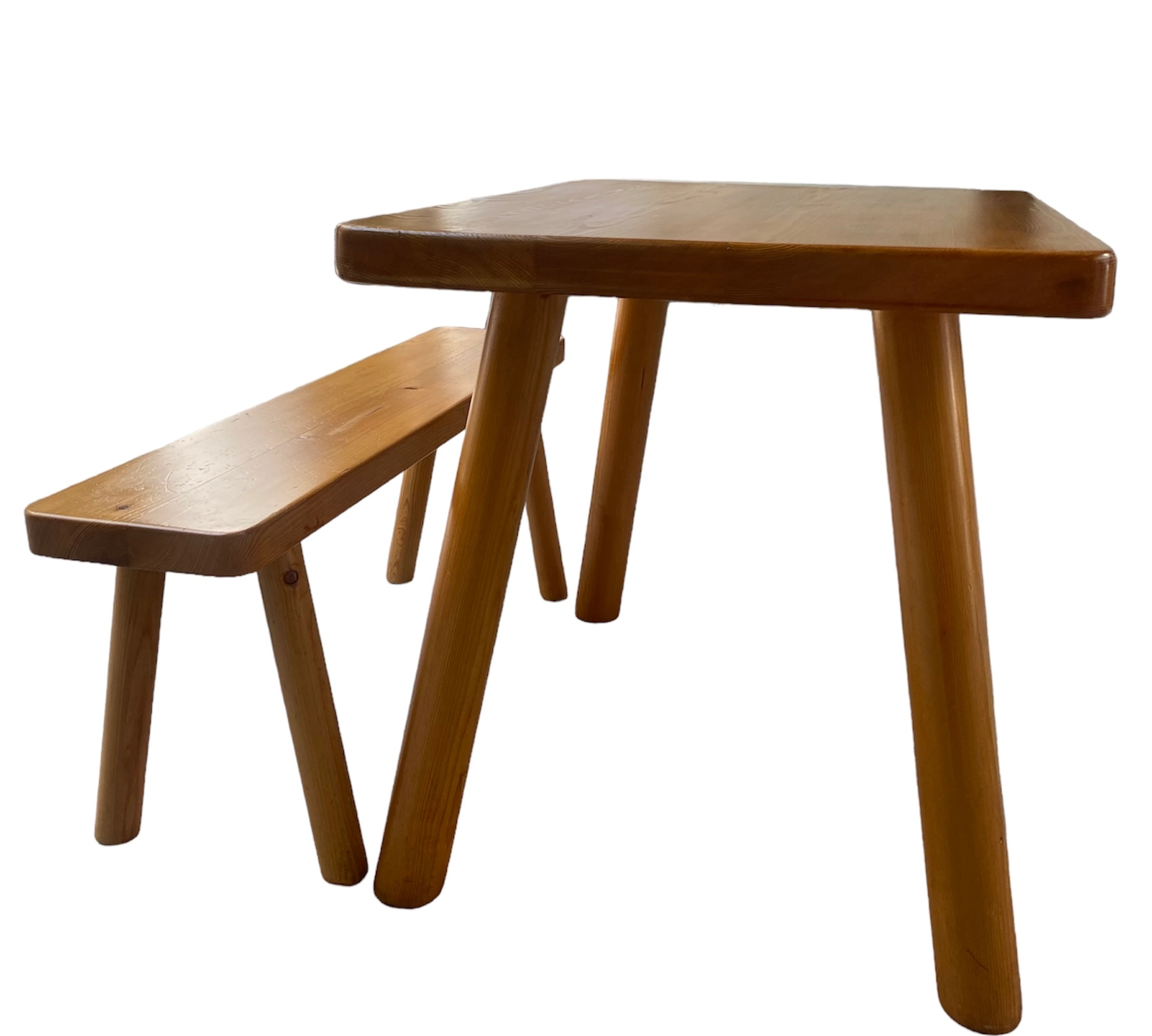René Martin - Table haute et banc pour Charlotte Perriand