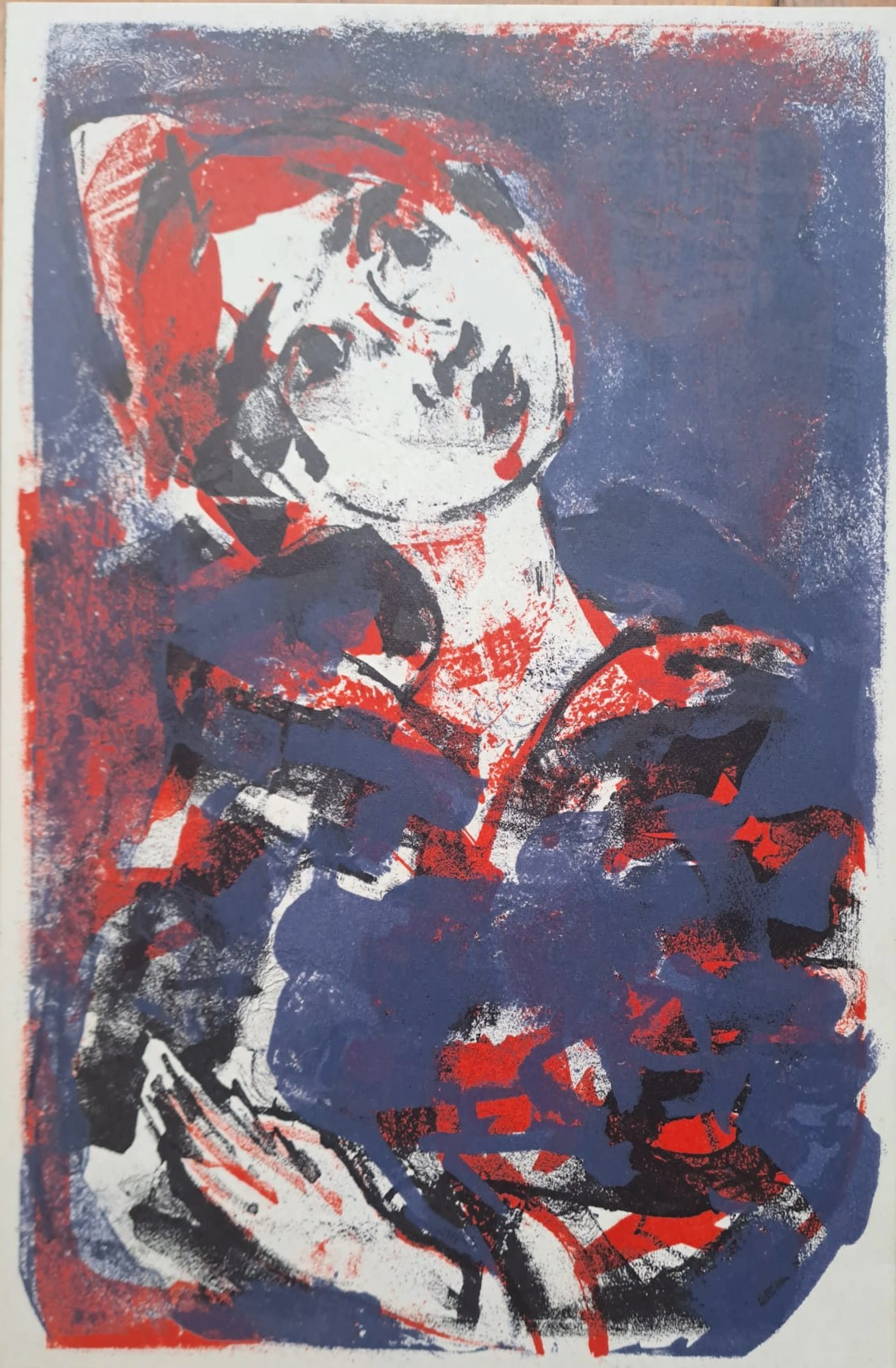 Jacques Yankel - Le clown - Lithographie en couleur