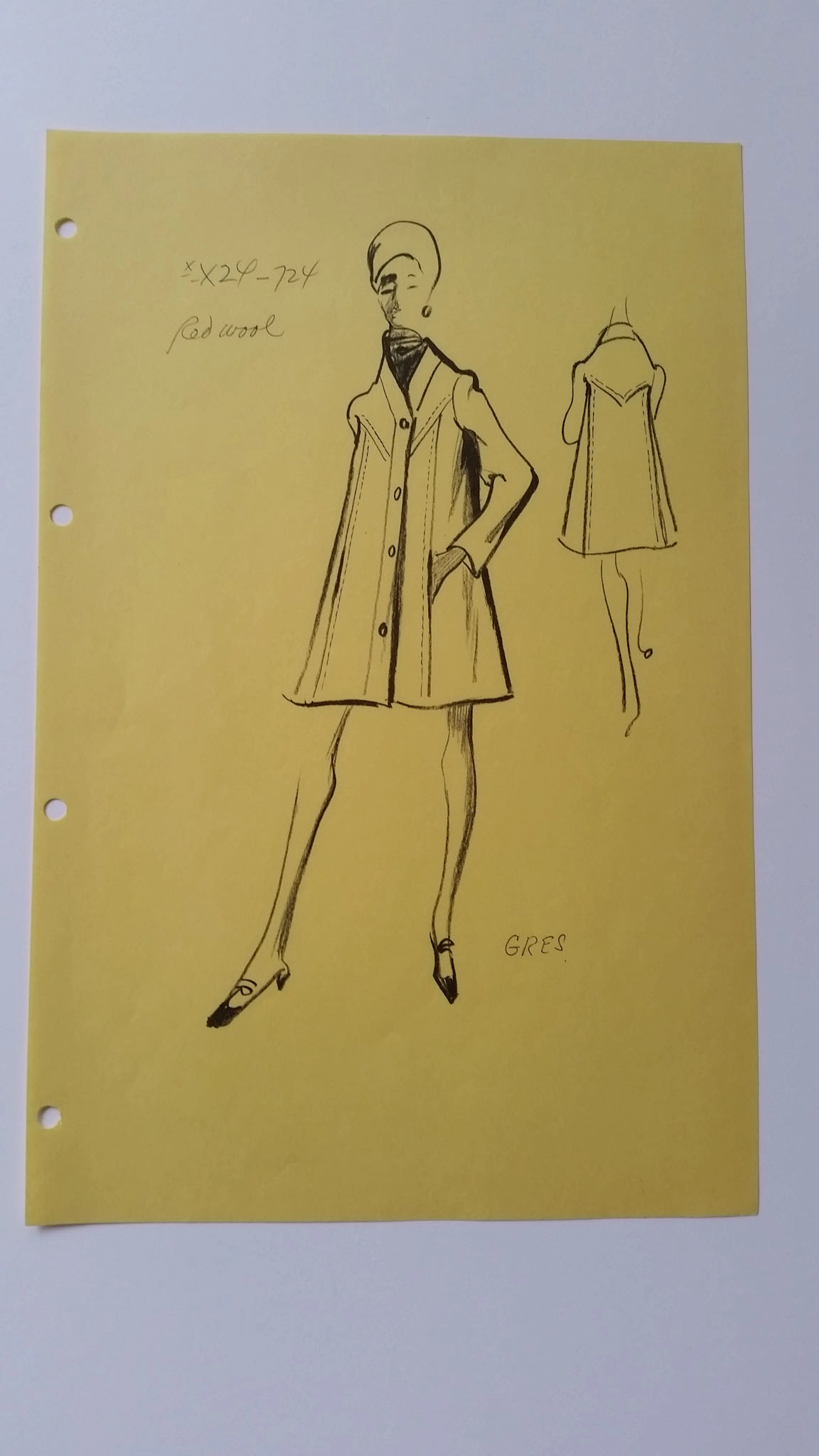 Madame Grès - Croquis veste - Red wool
