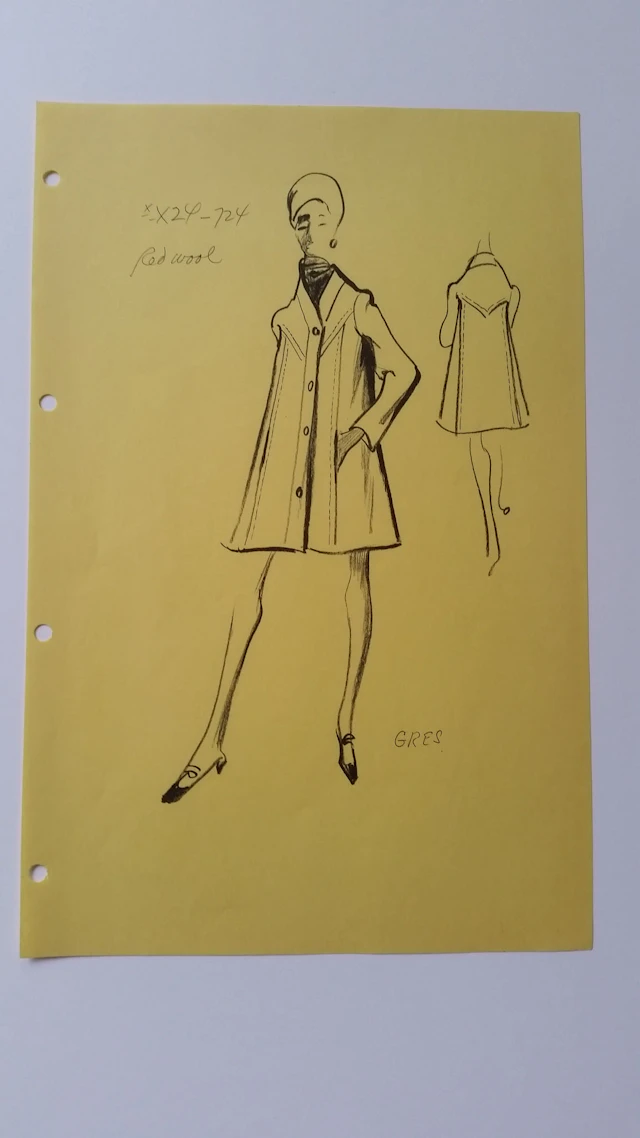 Madame Grès - Croquis veste - Red wool