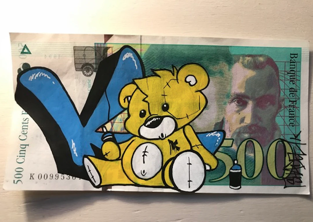 Shadee K - Yellow Kevinours, 2017 - Dessin sur billet