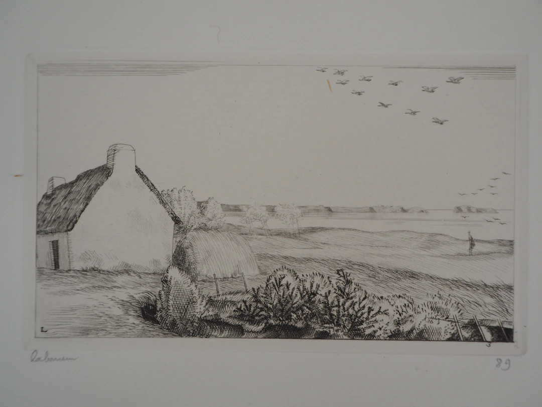 Jean-Emile LABOUREUR : La chaumière au bord de la mer - Eau-forte