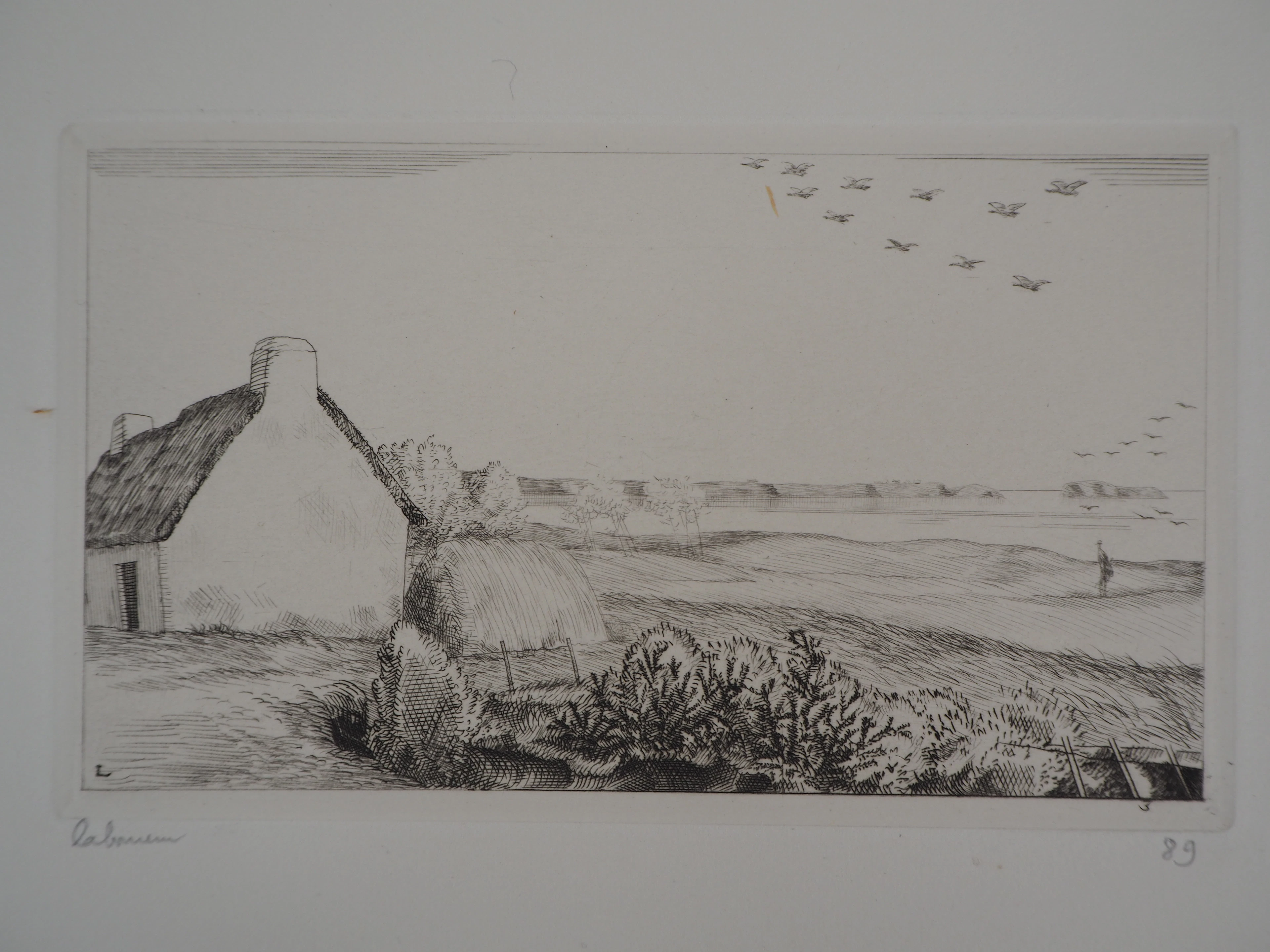 Jean-Emile LABOUREUR : La chaumière au bord de la mer - Eau-forte
