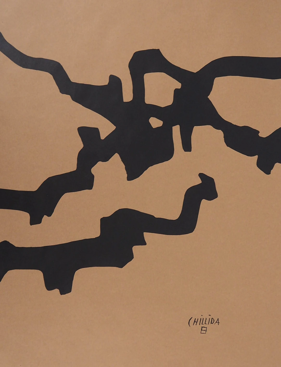 Eduardo CHILLIDA (d’après) - Abstraction noire - Lithographie offset signée