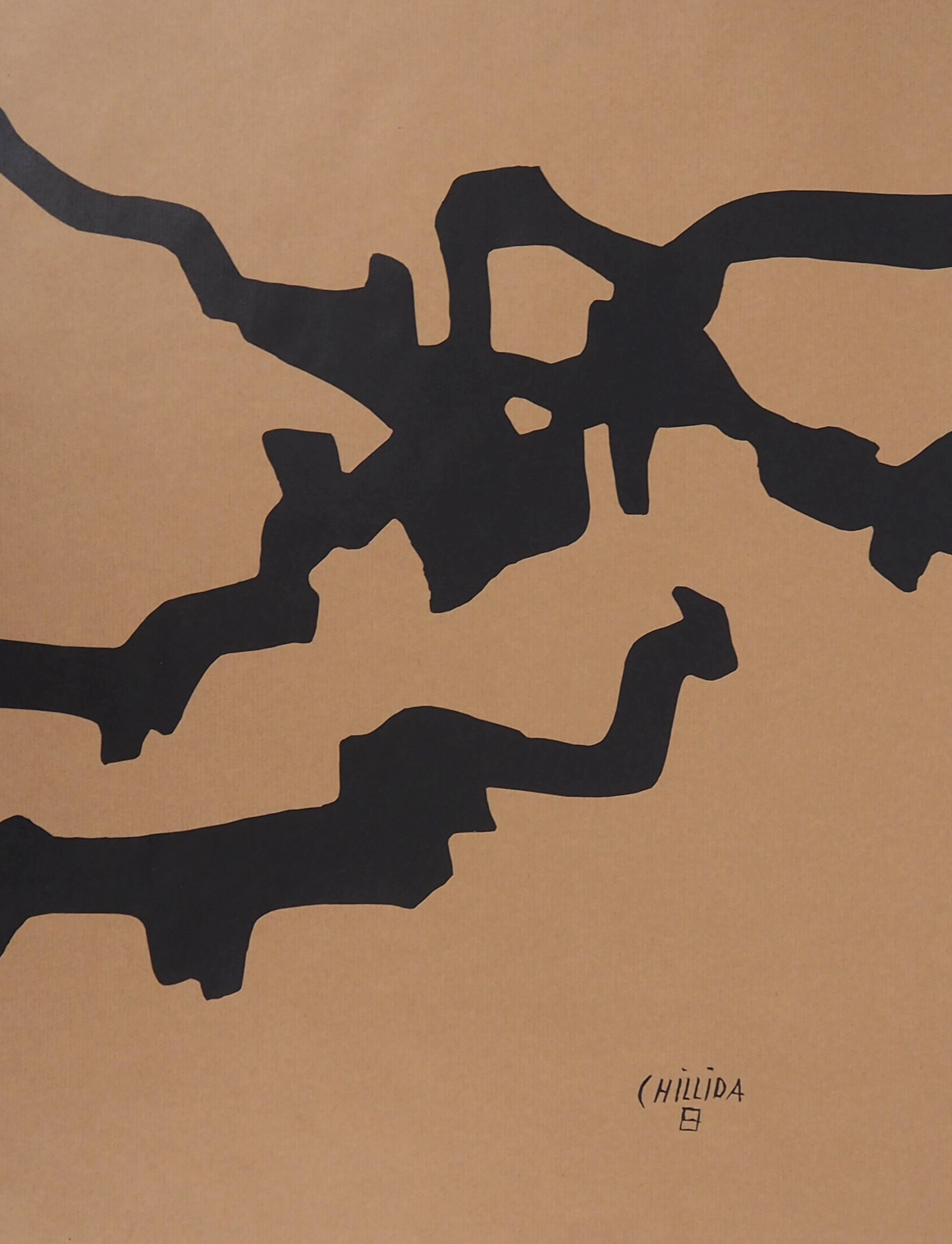 Eduardo CHILLIDA (d’après) - Abstraction noire - Lithographie offset signée