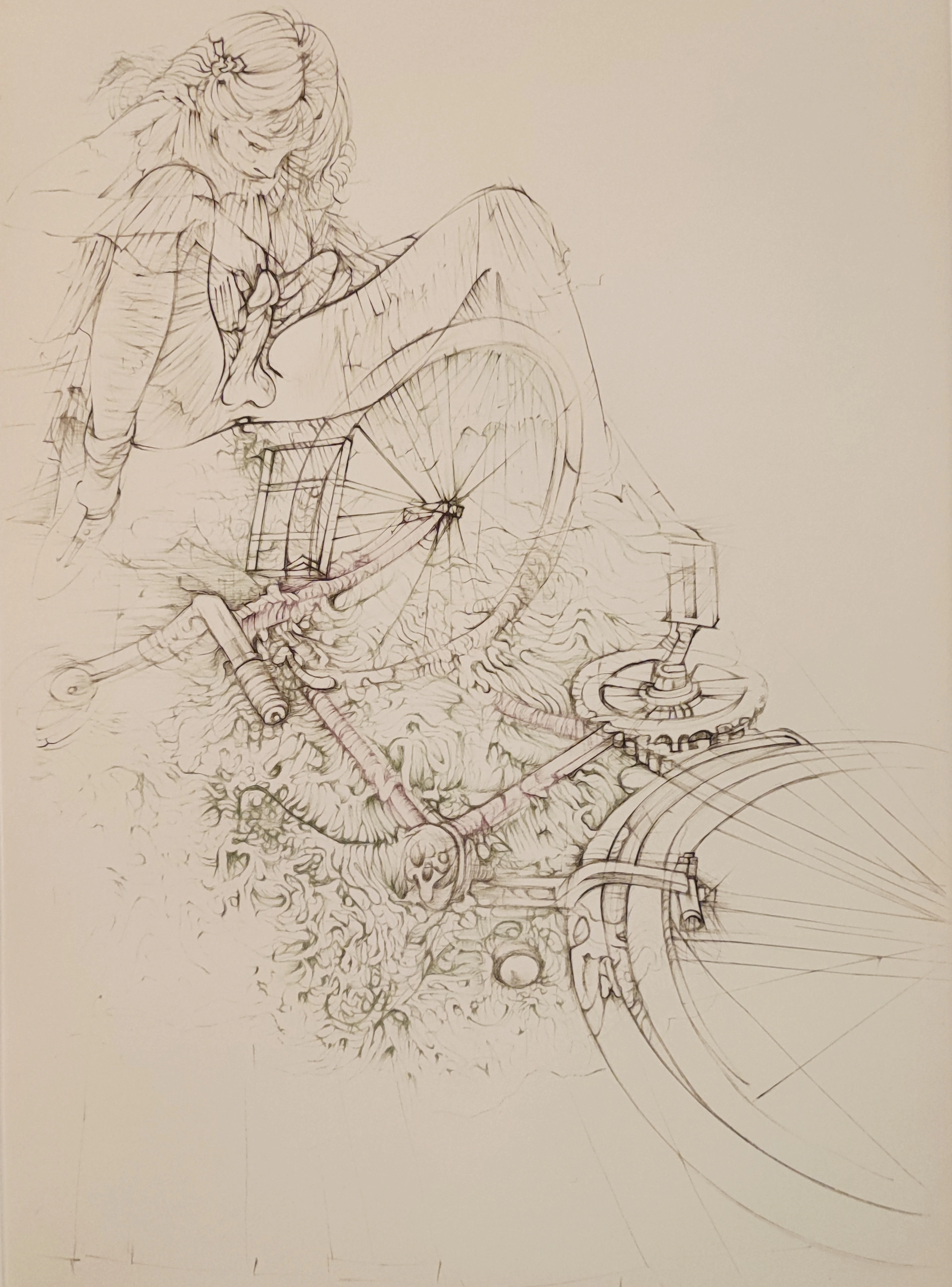Hans BELLMER - Fillette à vélo - 1972 - Gravure