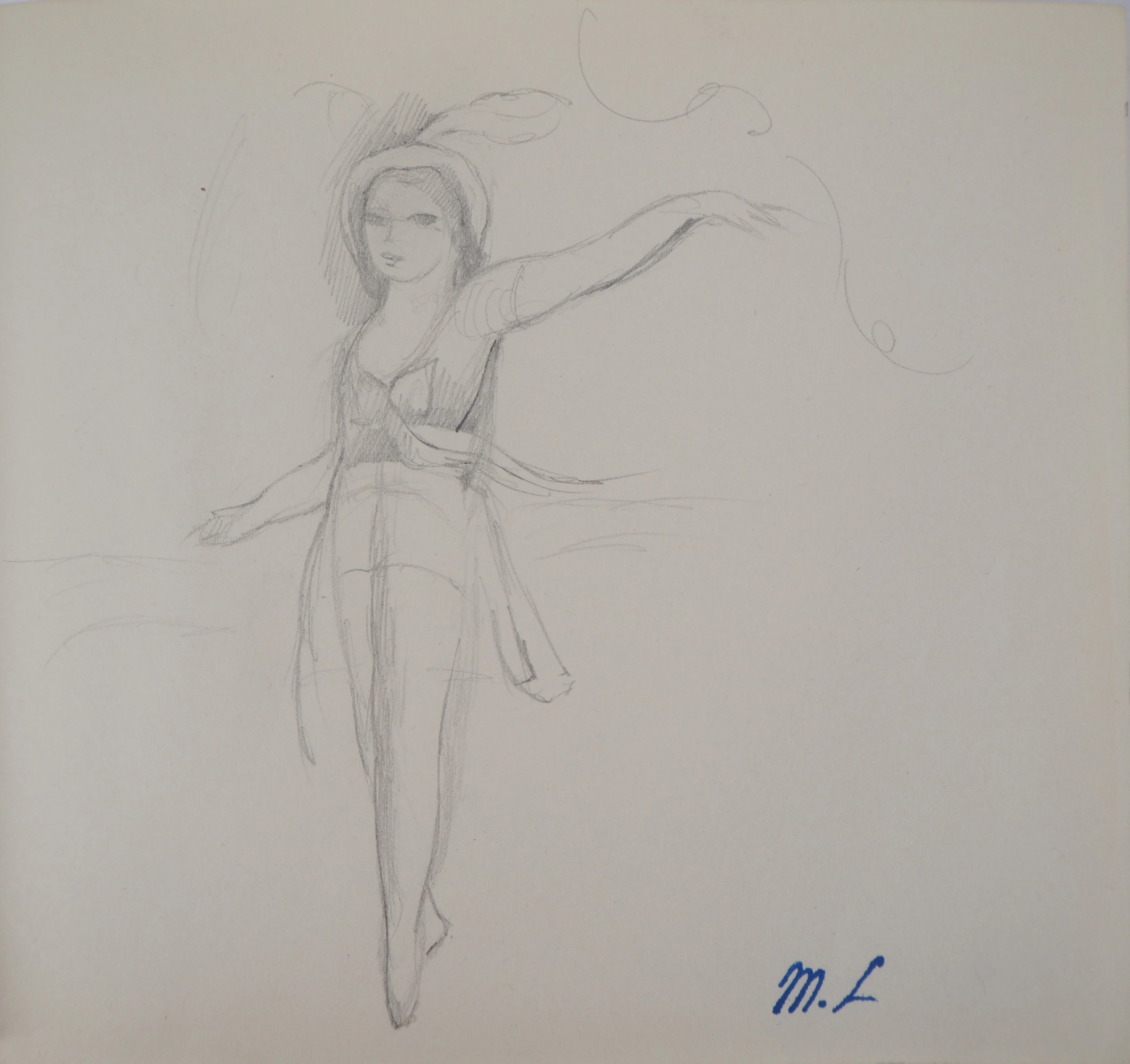Marie LAURENCIN : Danseuse, Dessin original signé