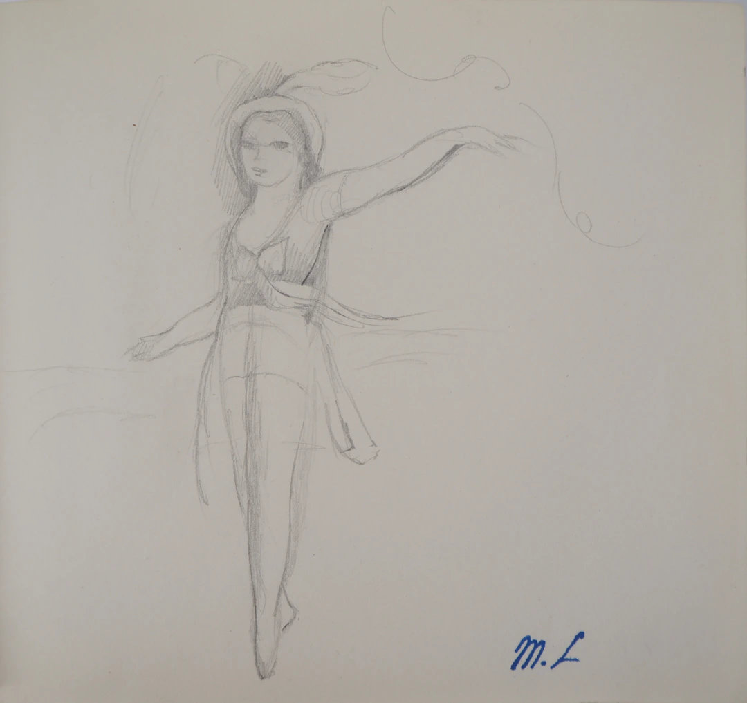 Marie LAURENCIN : Danseuse, Dessin original signé