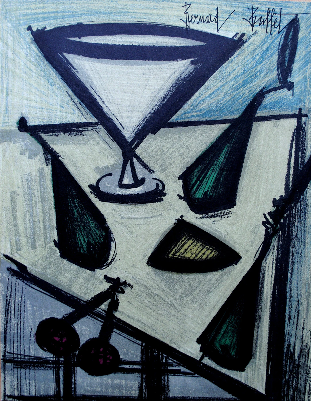 Bernard BUFFET : Nature morte aux fruits, Lithographie originale signée