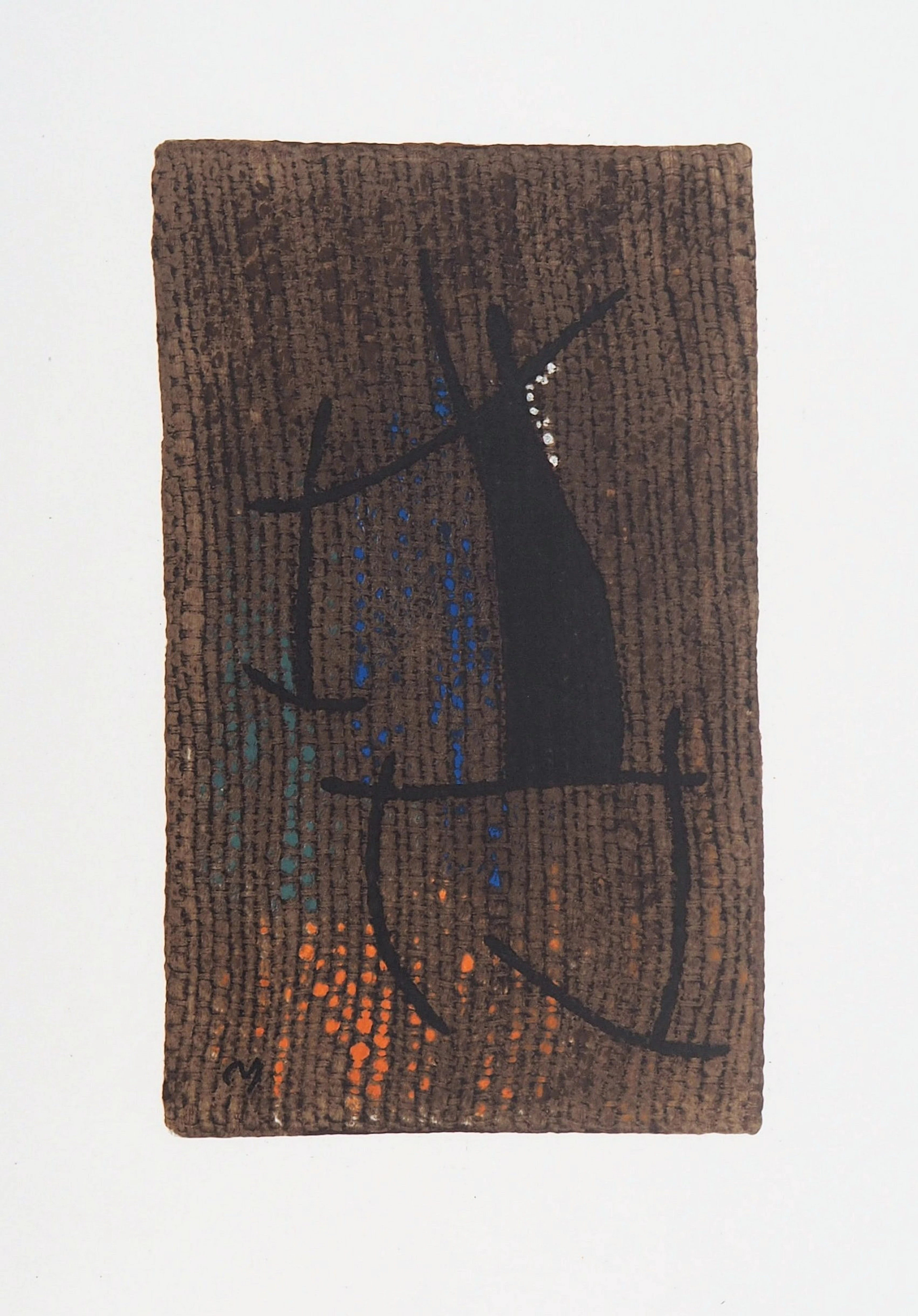 Joan MIRO (d’après) - Femme au fond marron, 1965 - Lithographie, Signée