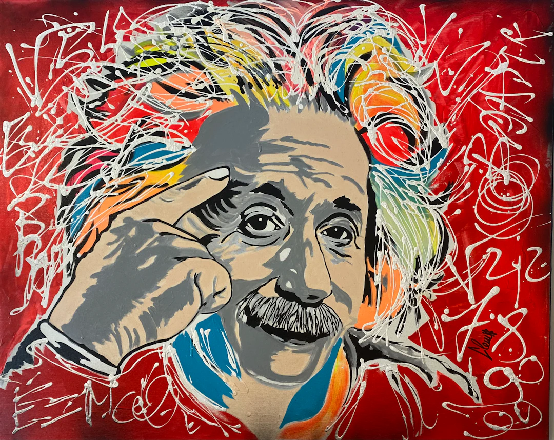 Clem$ - Einstein - Techniques mixtes sur toile