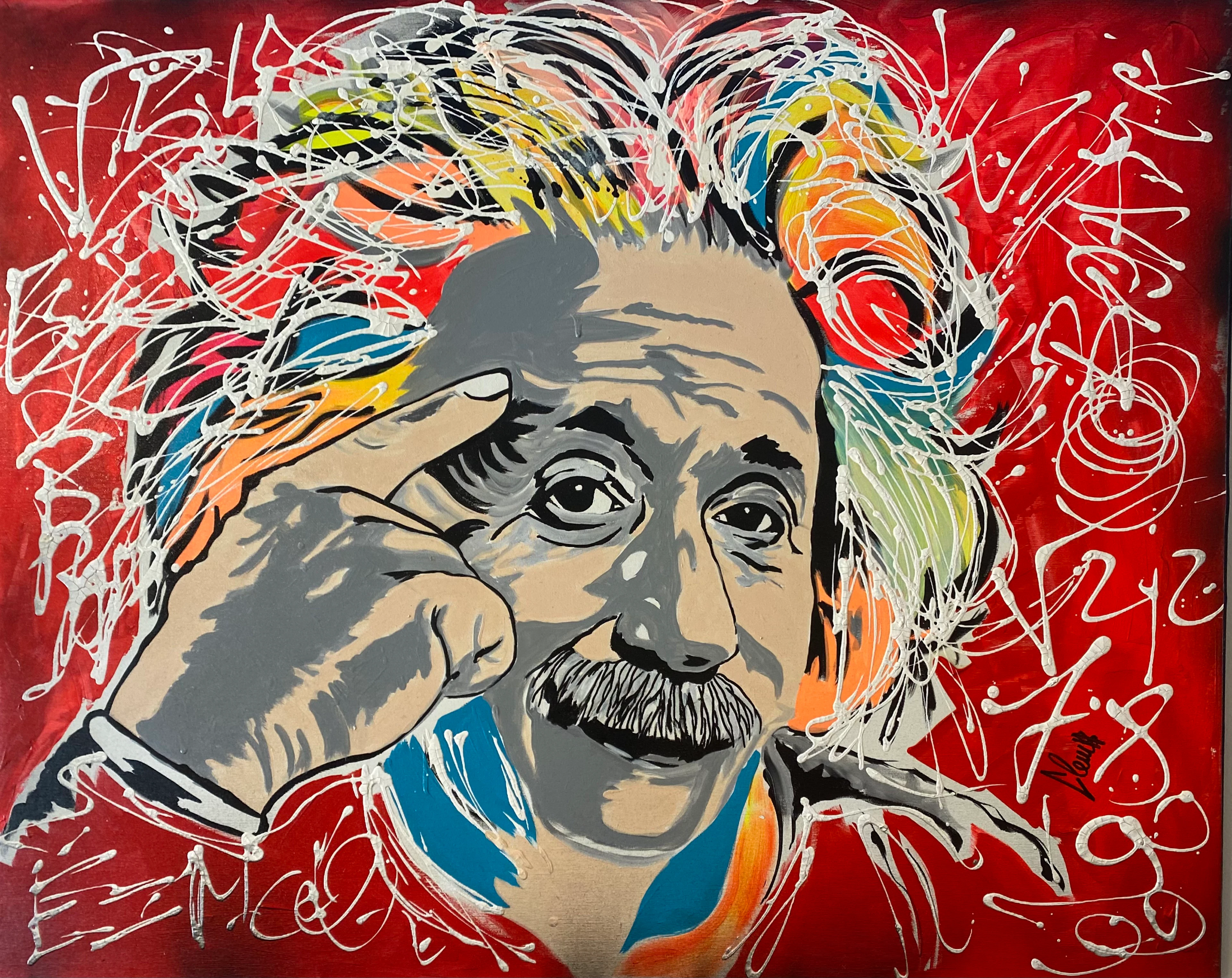 Clem$ - Einstein - Techniques mixtes sur toile