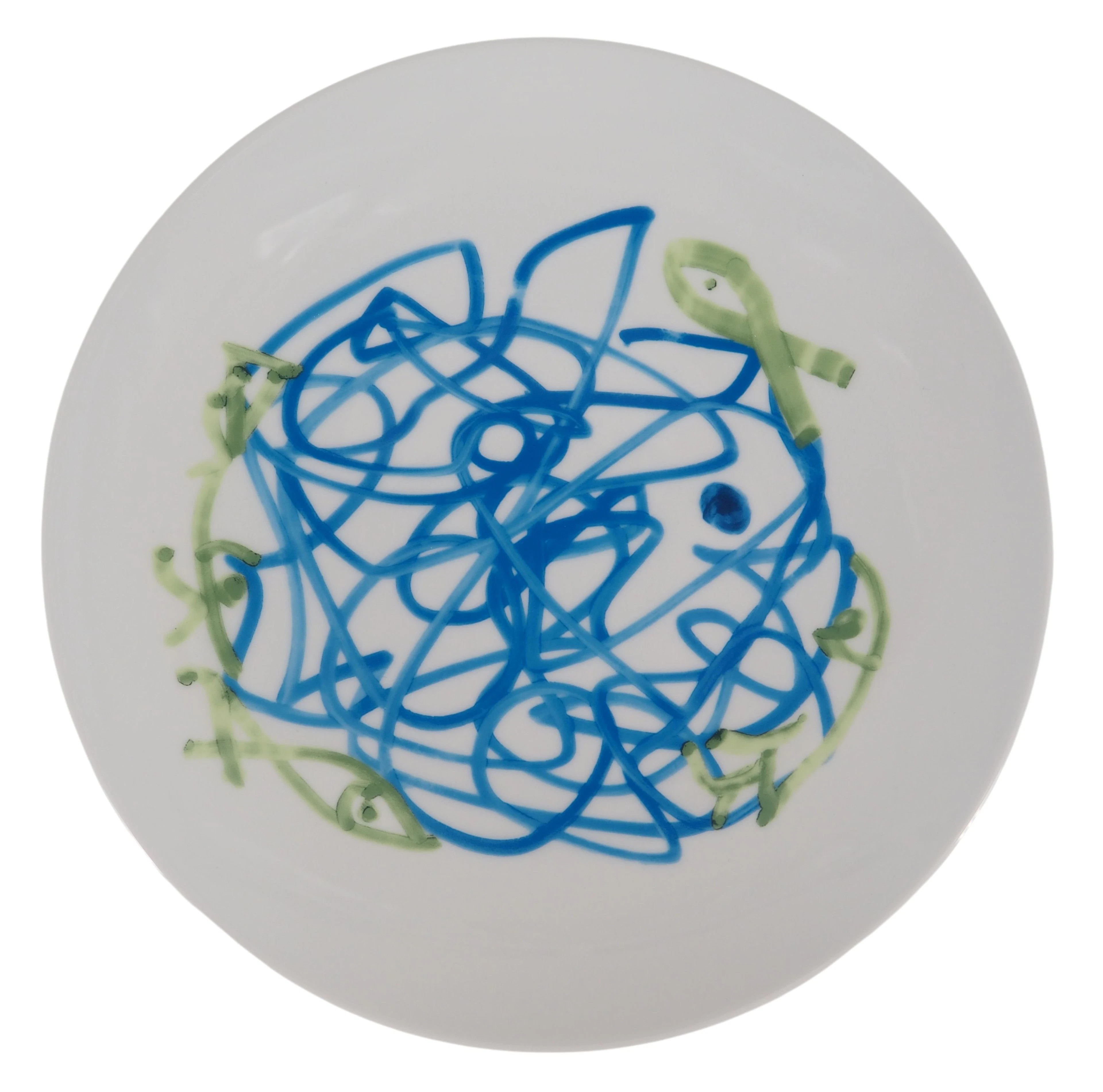 ZAO Wou-Ki - Vie Marine : Ronde des poissons - Sérigraphie sur Porcelaine