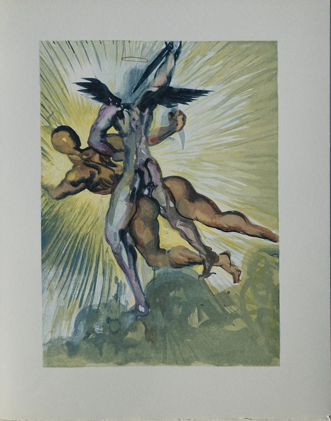 Salvador DALI : Les anges de la vallée, Bois gravé original