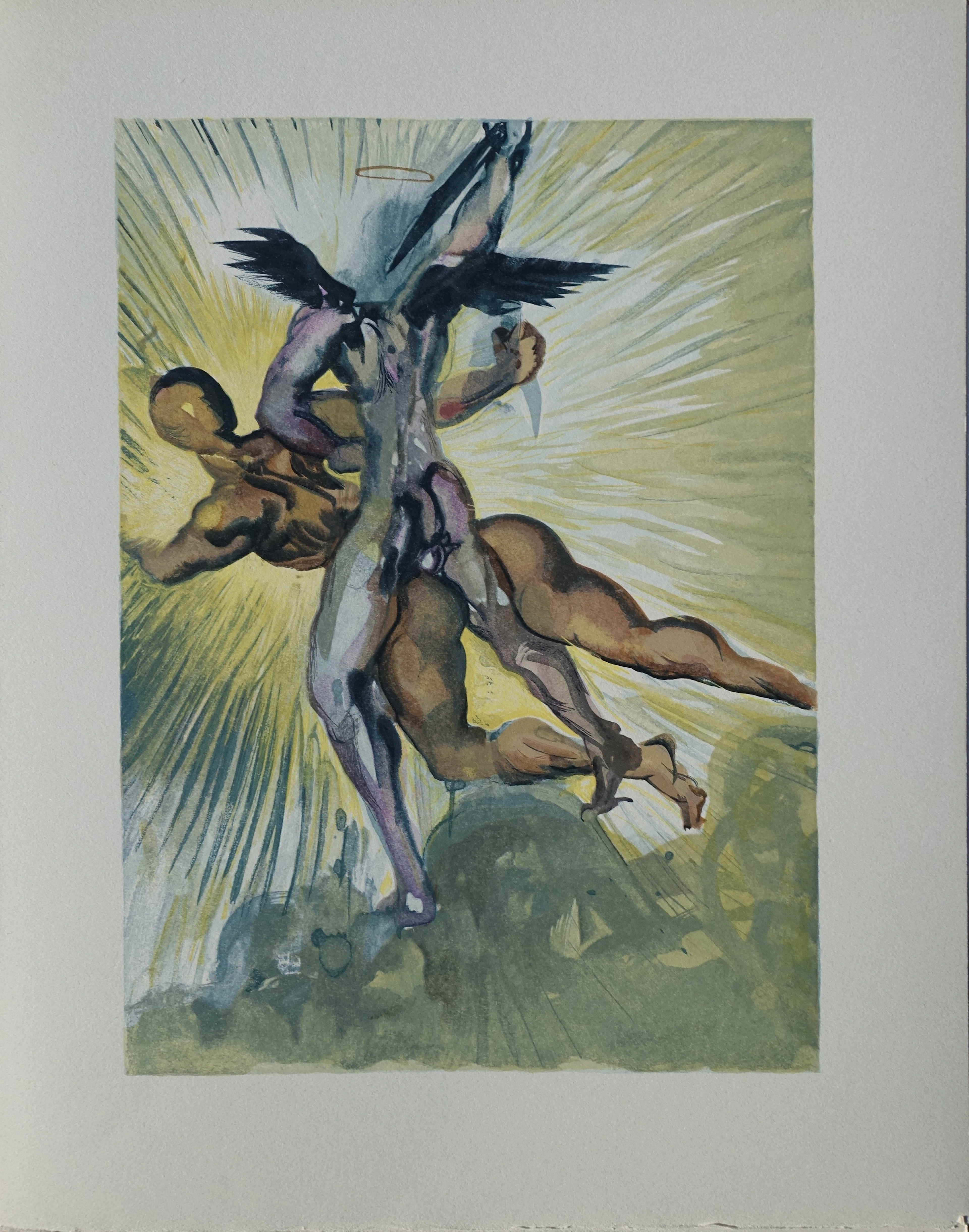Salvador DALI : Les anges de la vallée, Bois gravé original