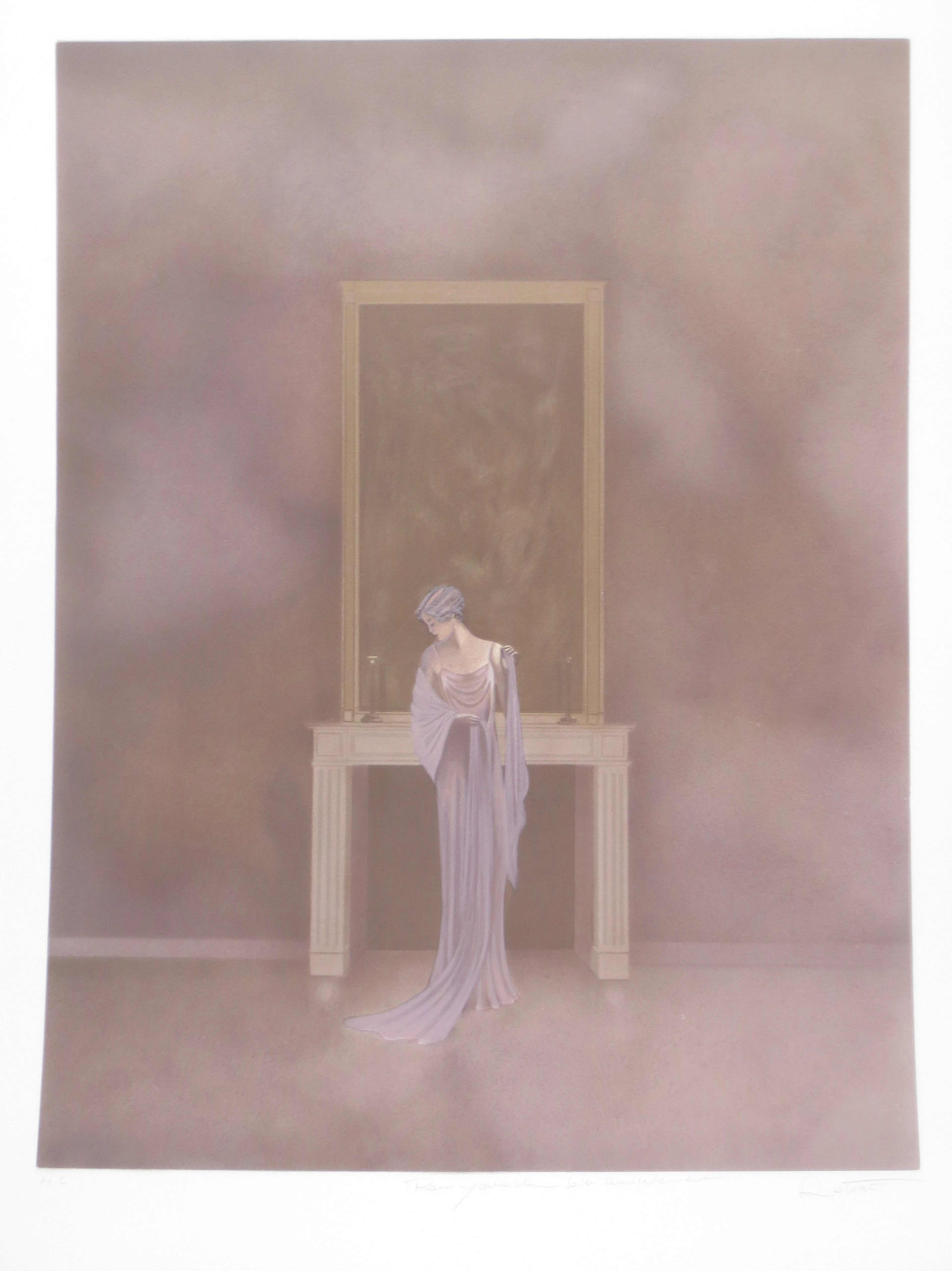 Annie RETIVAT - Près de la cheminée - Lithographie signée et dédicacée