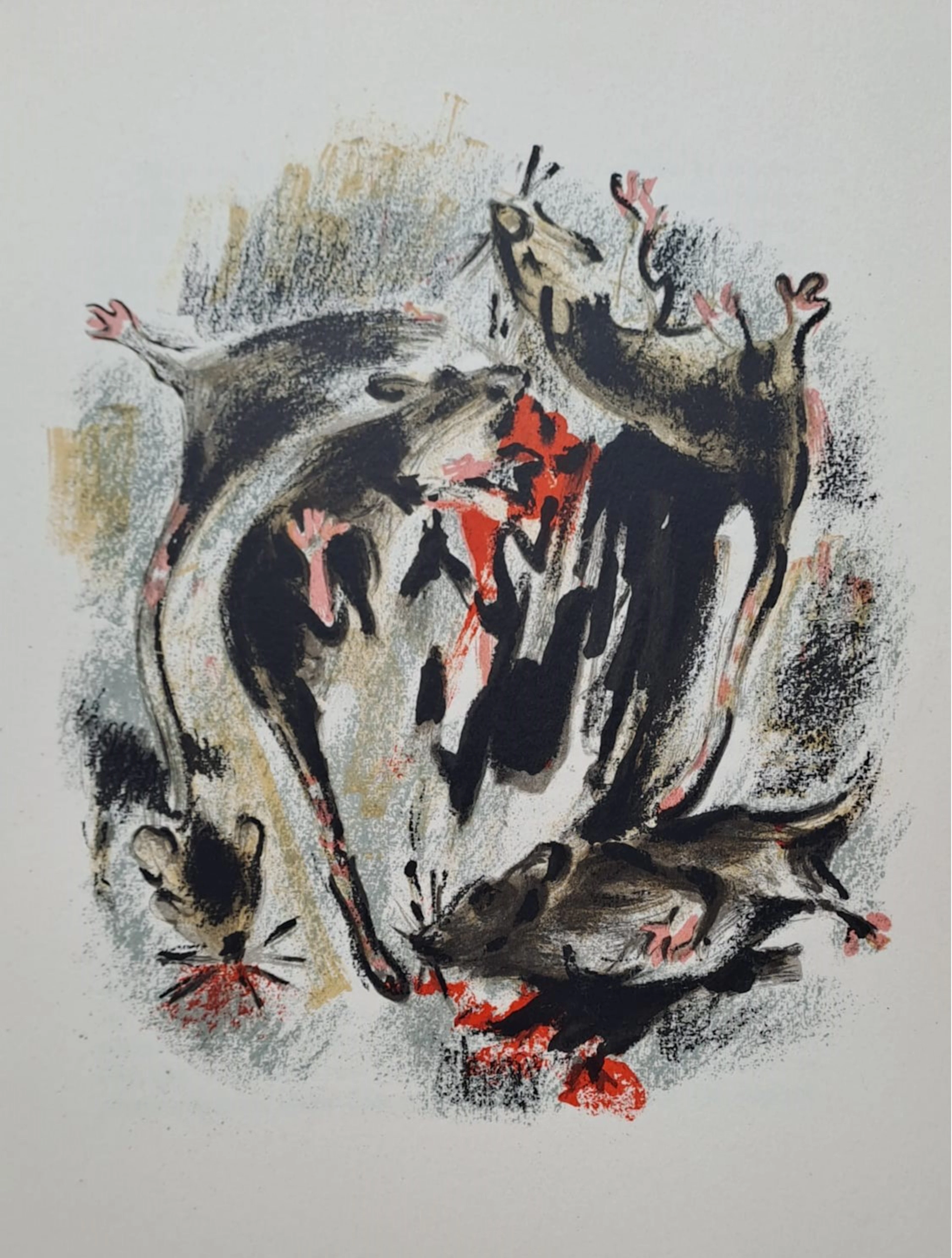 Alexandre Garbell - Les rats - Lithographie originale