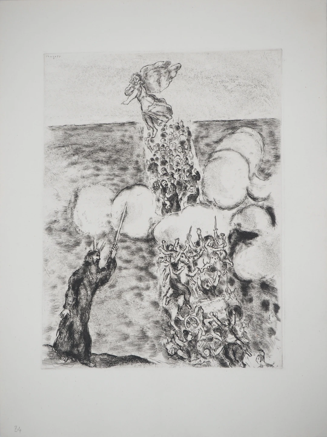 Marc CHAGALL : Passage de la mer rouge, Gravure originale signée