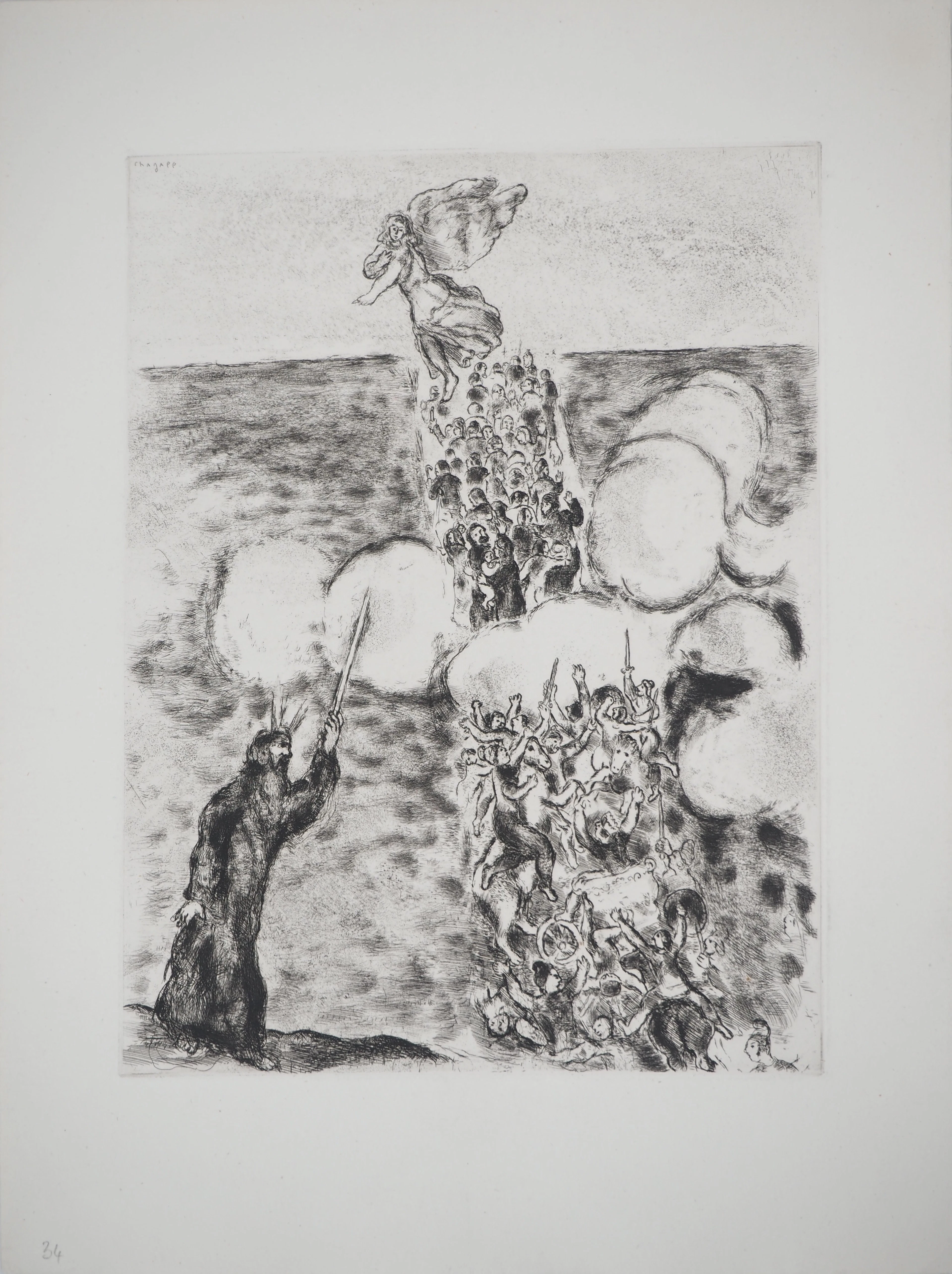 Marc CHAGALL : Passage de la mer rouge, Gravure originale signée