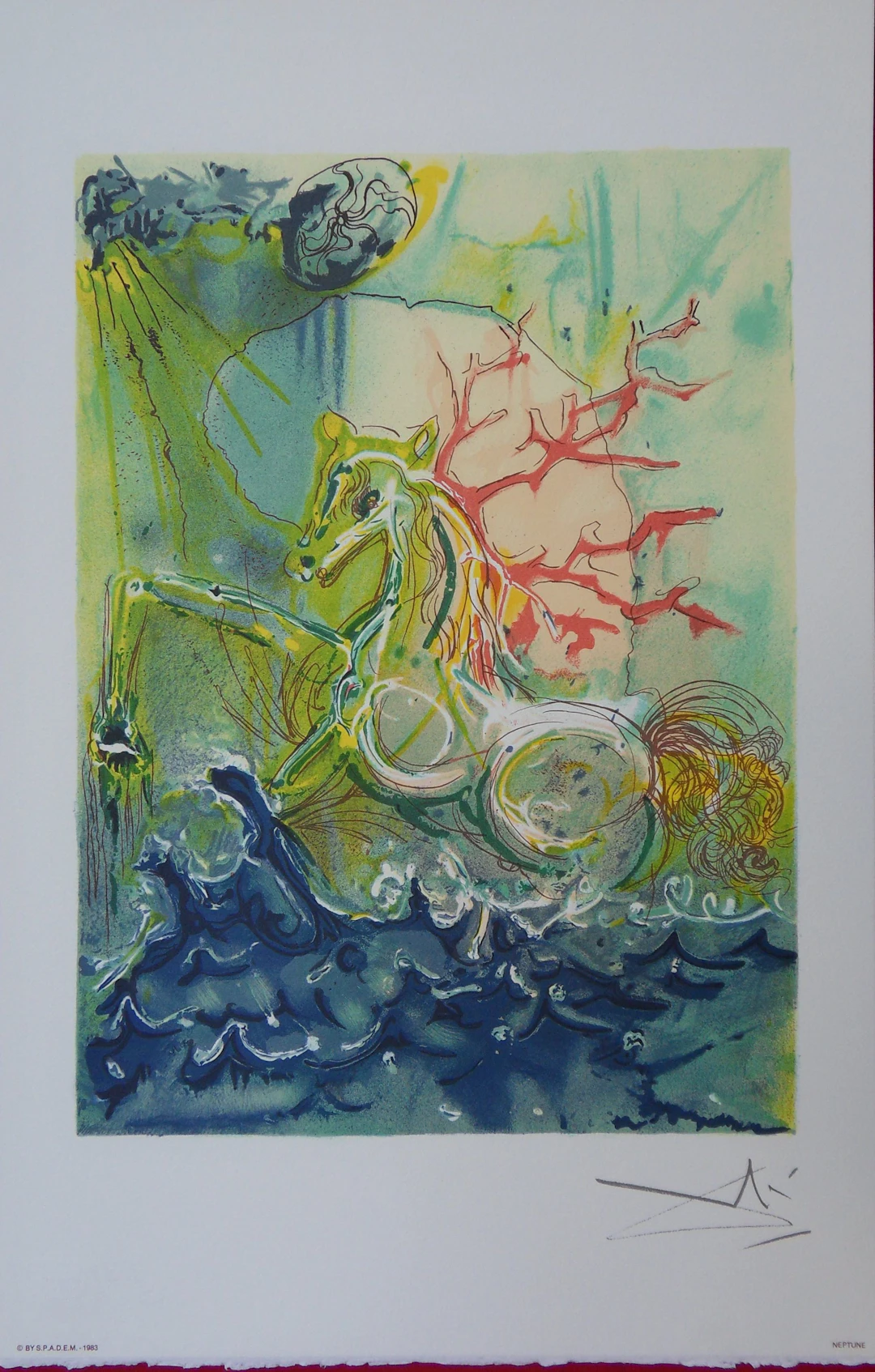 Salvador DALI - Neptune : Lithographie originale signée