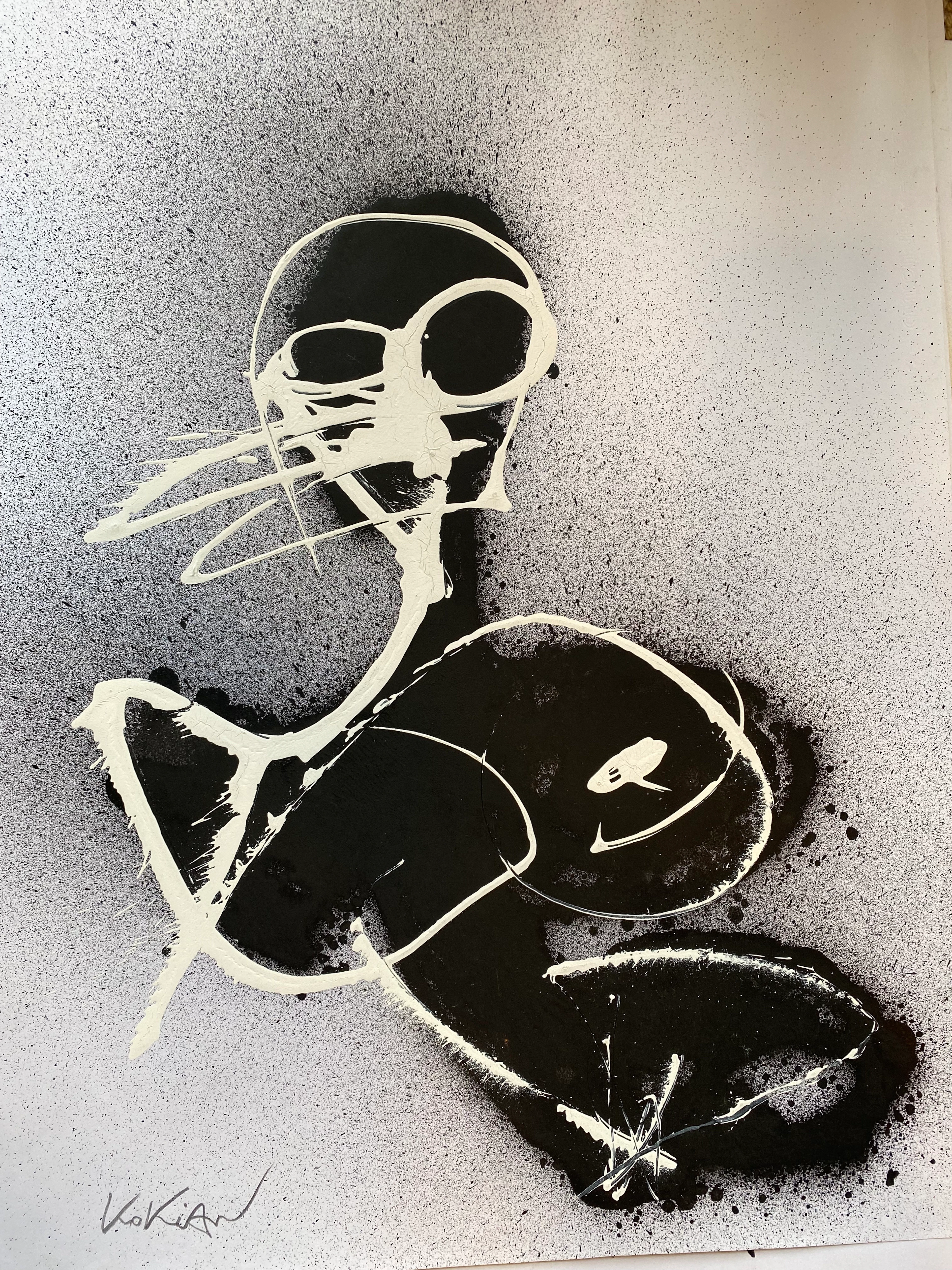 KOKIAN - Femme penchée - Technique mixte sur papier Canson