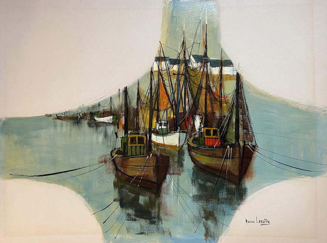 Maurice LEMAÎTRE- Sortie de port, 2000 - Acrylique sur carton
