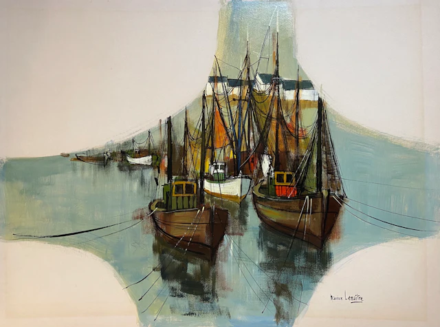 Maurice LEMAÎTRE- Sortie de port, 2000 - Acrylique sur carton
