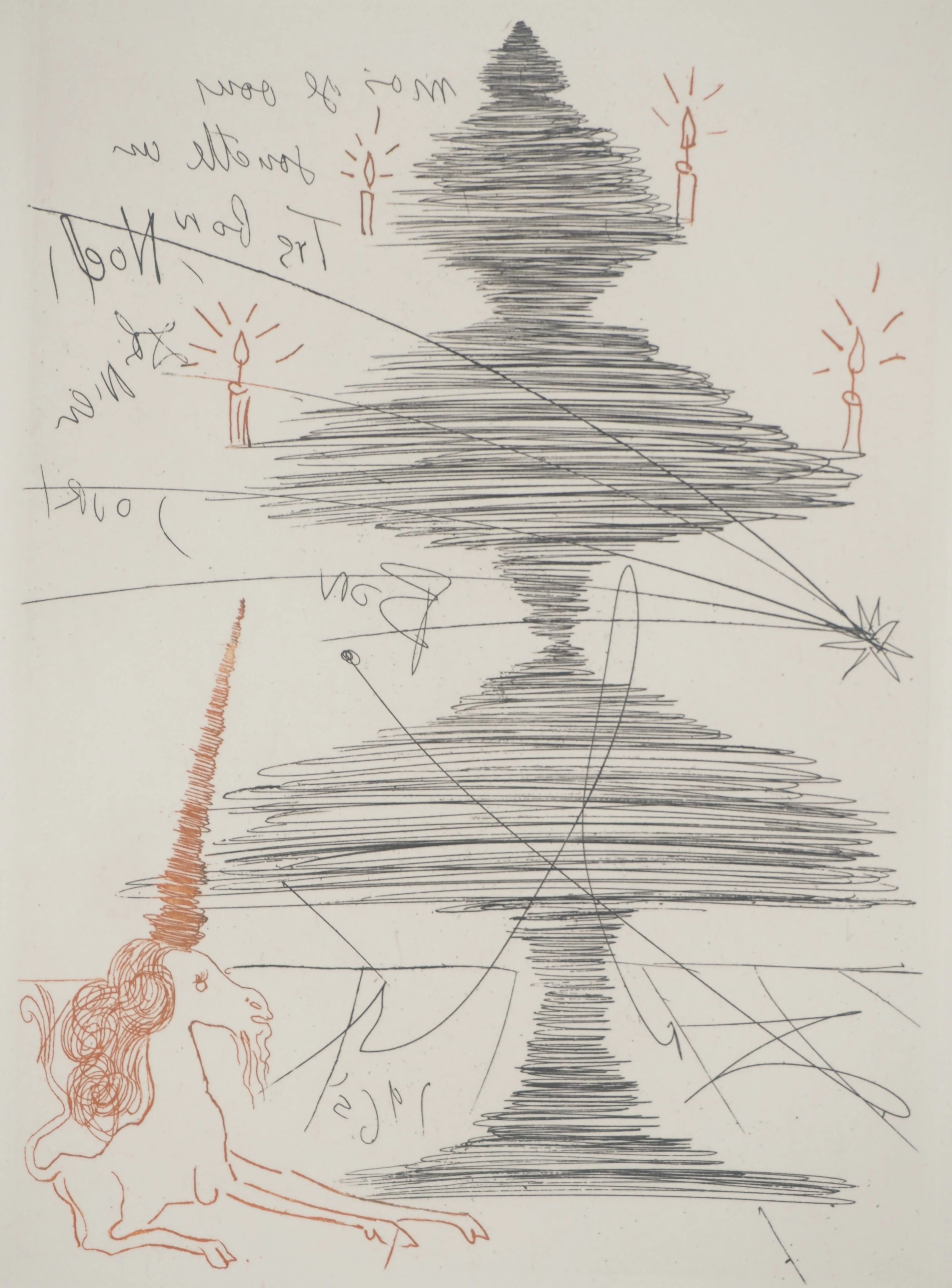 Salvador DALI : Arbre de Noël à la licorne - Gravure originale signée