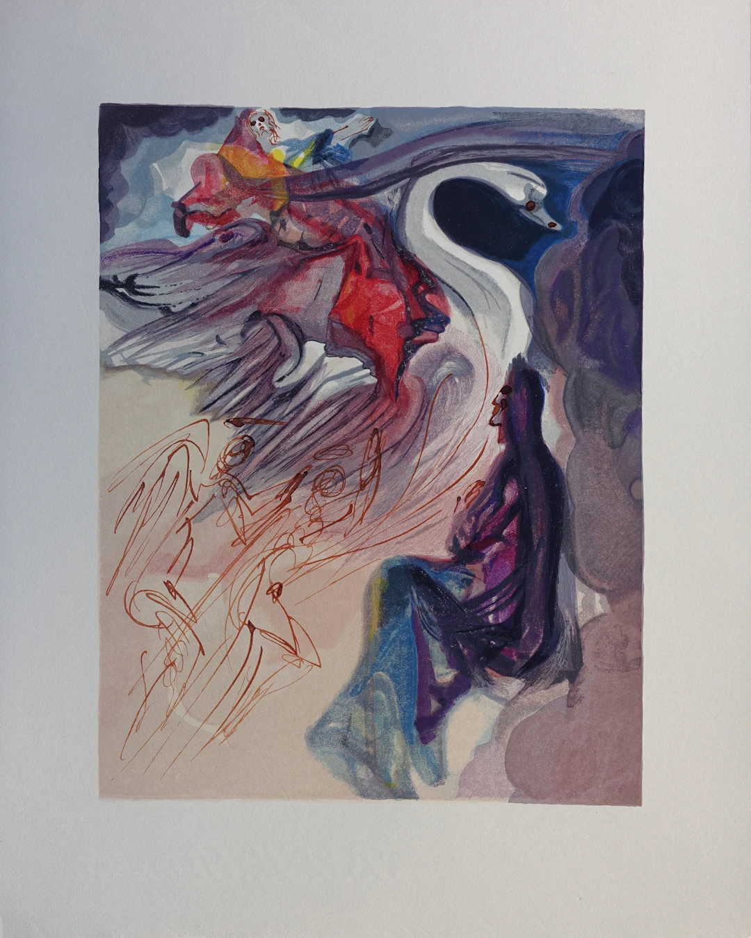 Salvador DALI : Le langage de l'oiseau, Bois gravé original