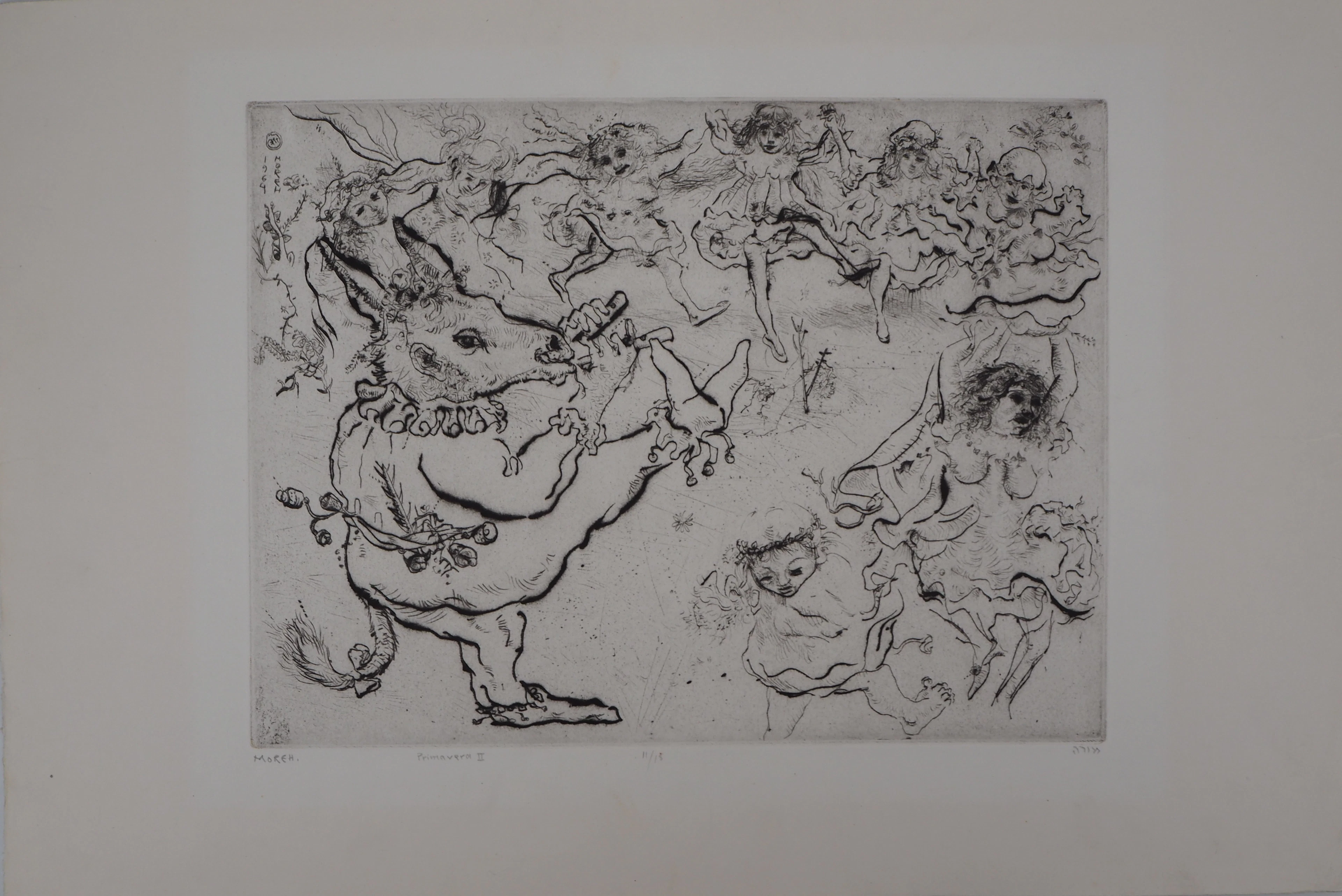 Mordecaï MOREH : Le Carnaval - Gravure originale signée