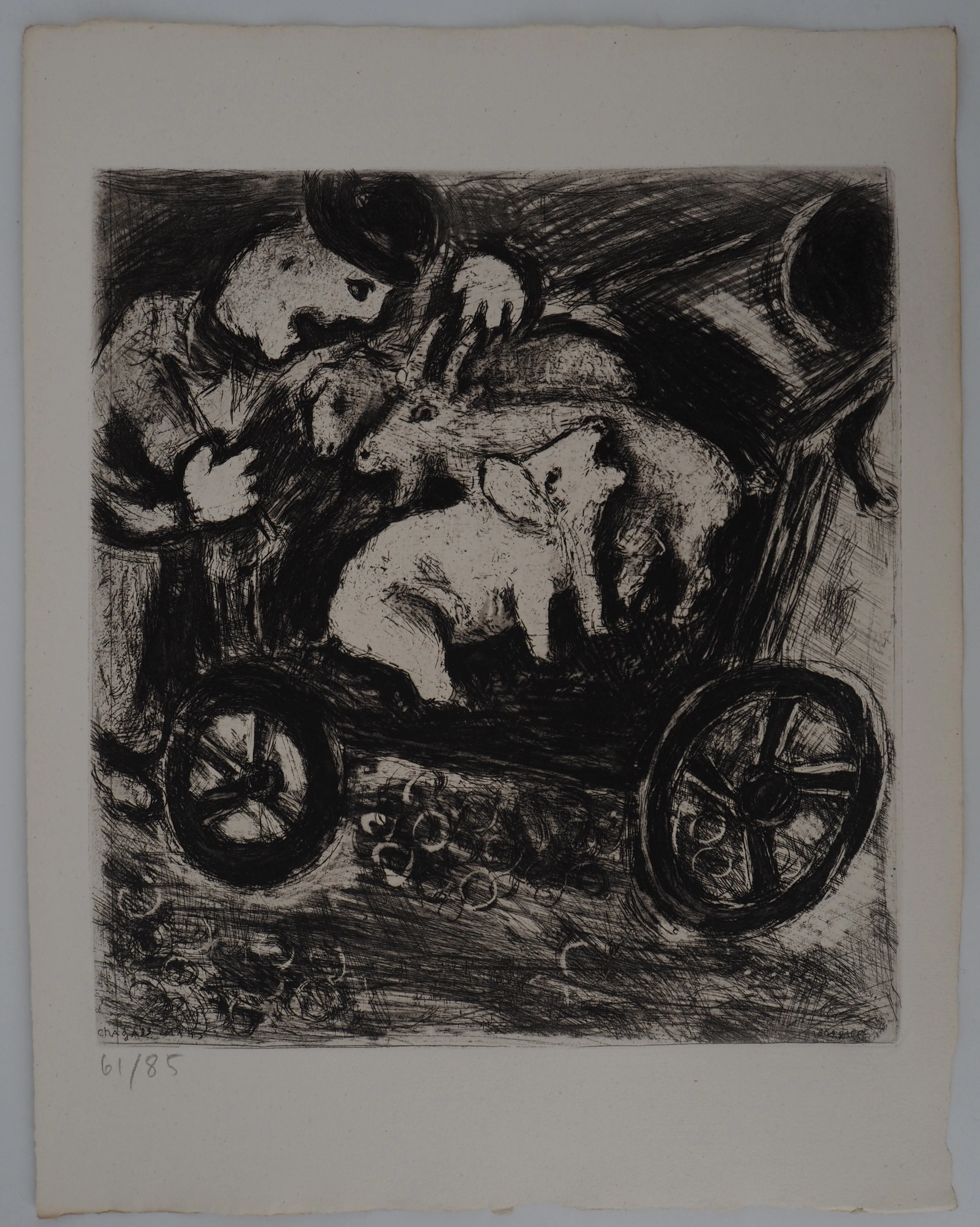 Marc CHAGALL : Le berger et son troupeau, Gravure originale signée
