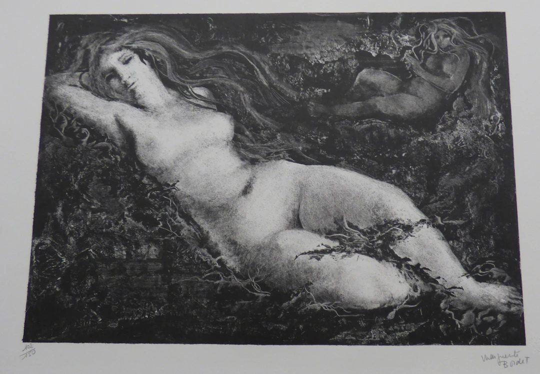 Marguerite BORDET - Femmes nues allongées, 1980 - Lithographie originale -