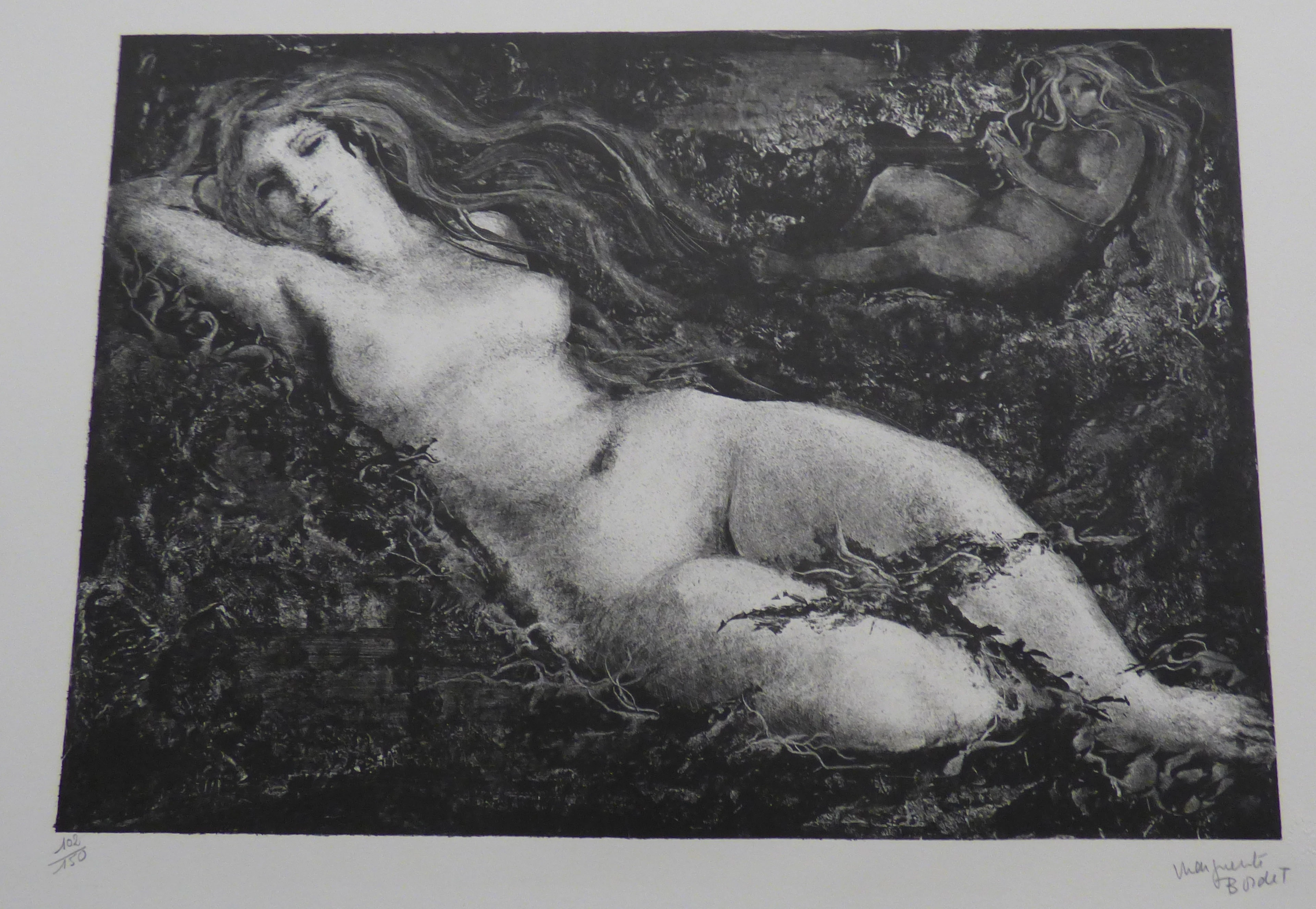 Marguerite BORDET - Femmes nues allongées, 1980 - Lithographie originale -