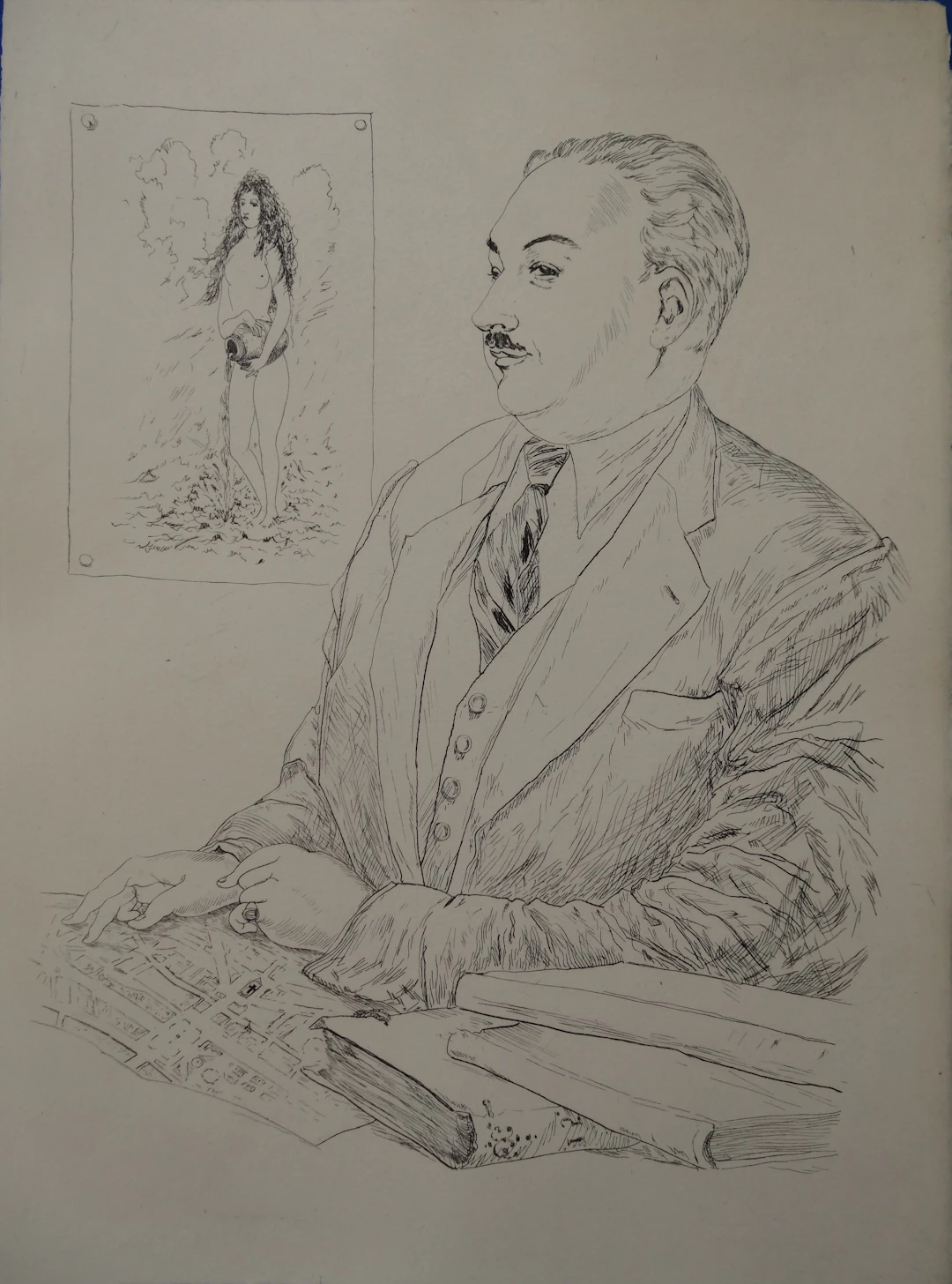 Tsuguharu FOUJITA - La Rivière Enchantée - Portrait d’Héron de Villefosse