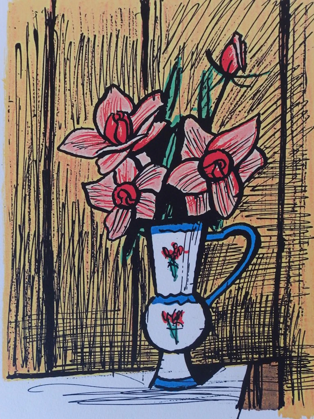 Bernard BUFFET - Petit bouquet de camélias - Photolithographie