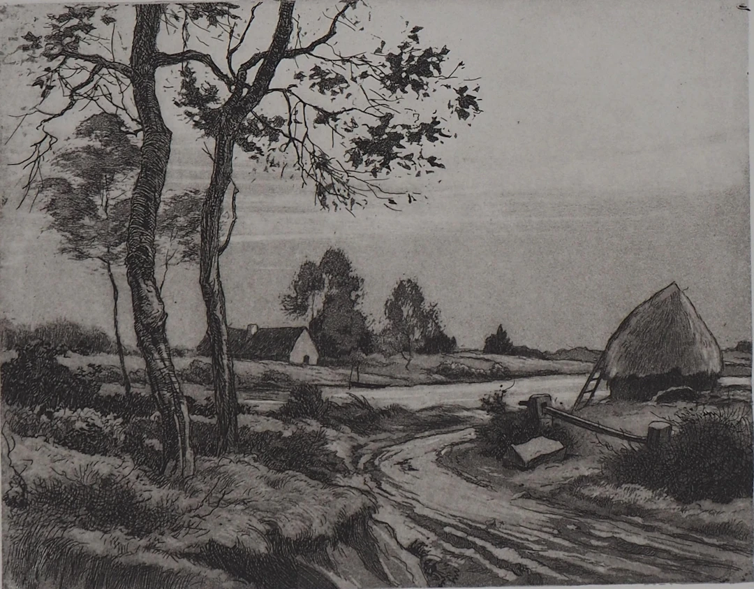 Eugène Delâtre - La meule - Gravure originale