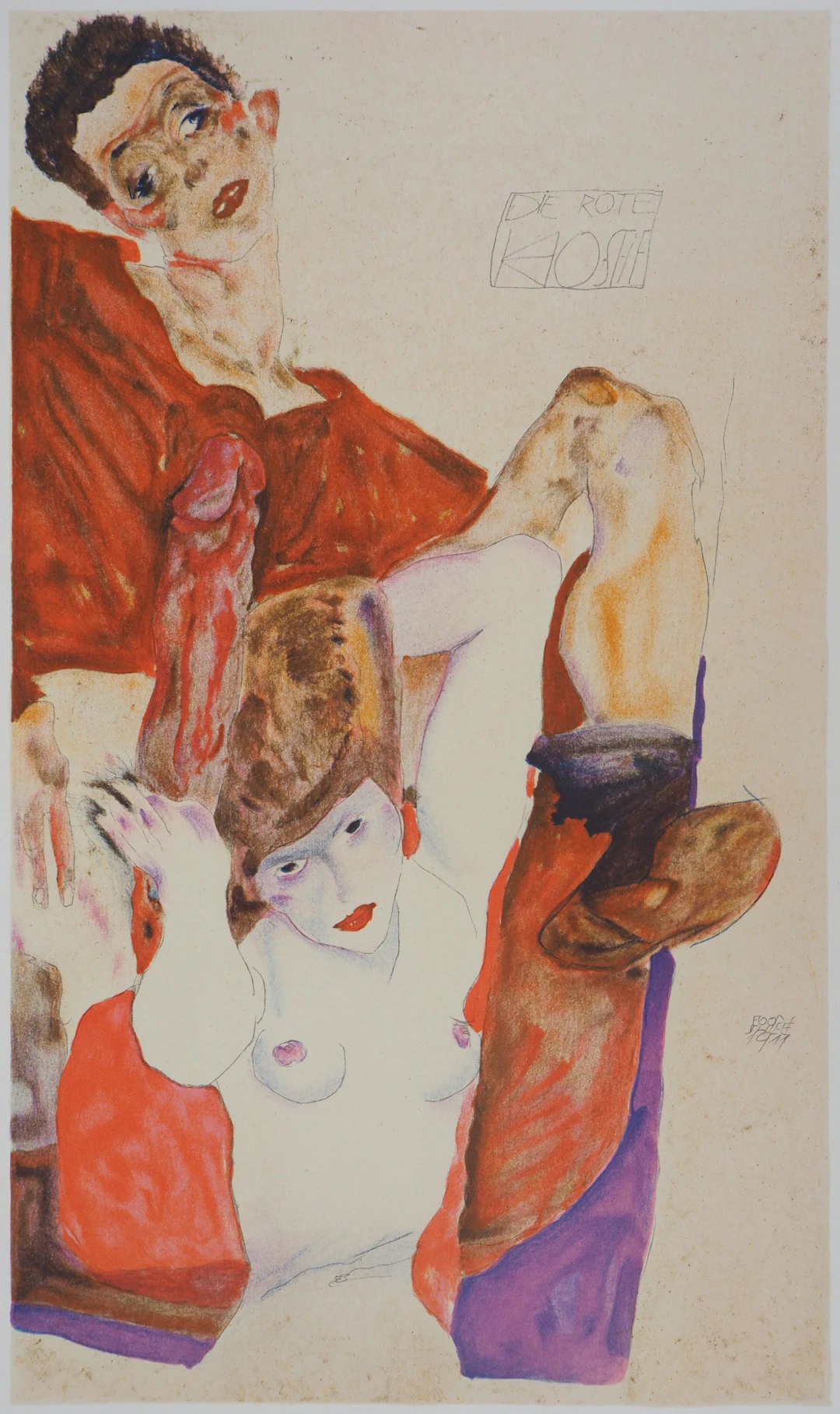 Egon SCHIELE (d’après) : L’envie - Lithographie Signée