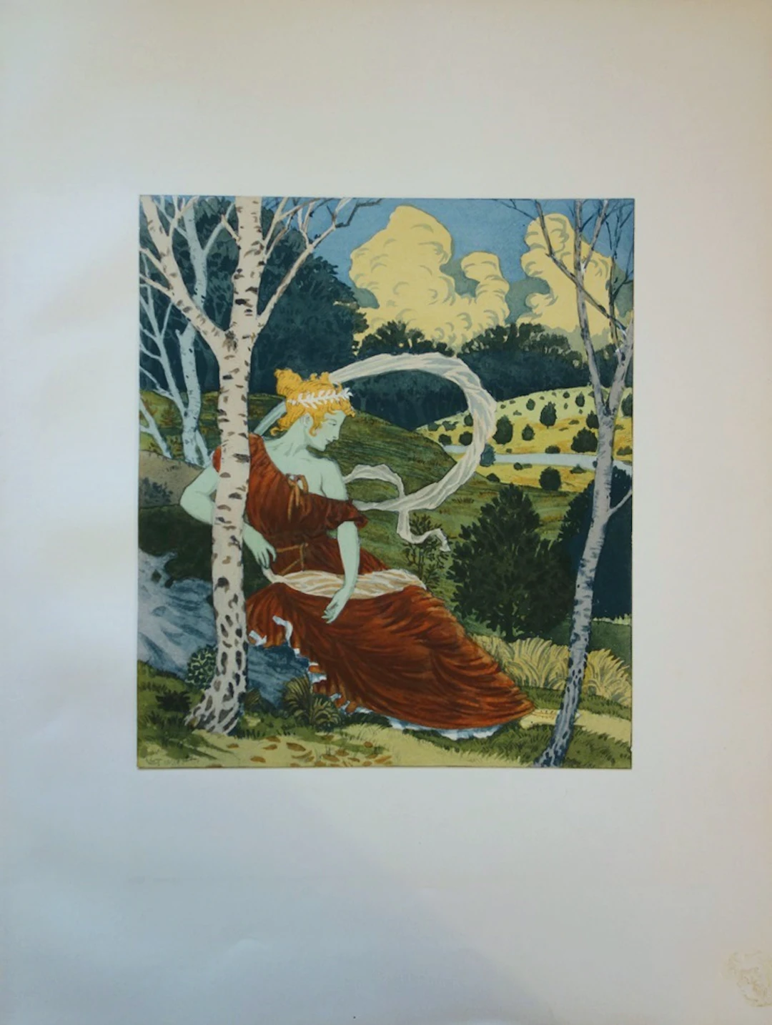 Eugène GRASSET - Dans les bois, Lithographie originale signée (1897)