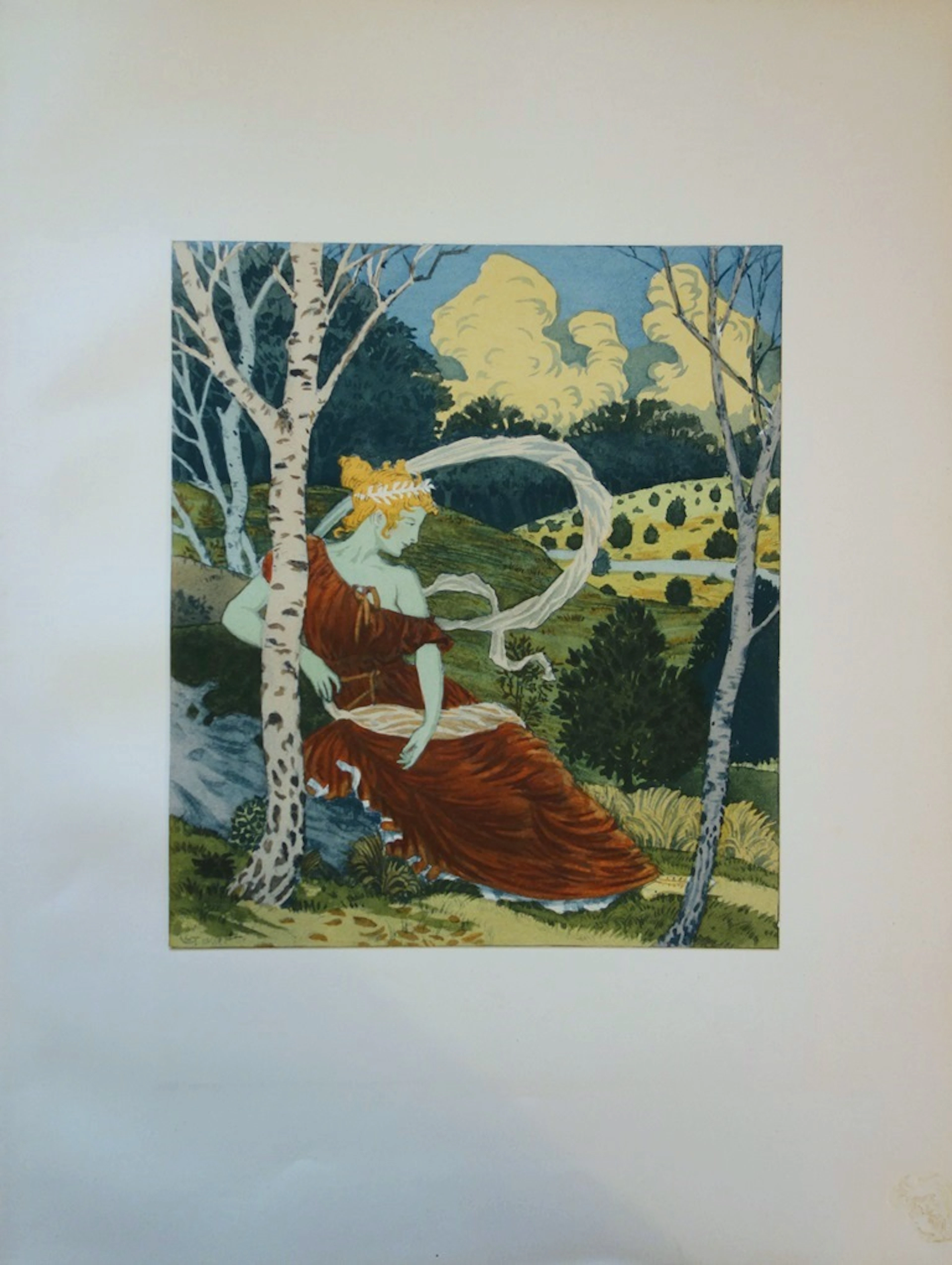 Eugène GRASSET - Dans les bois, Lithographie originale signée (1897)