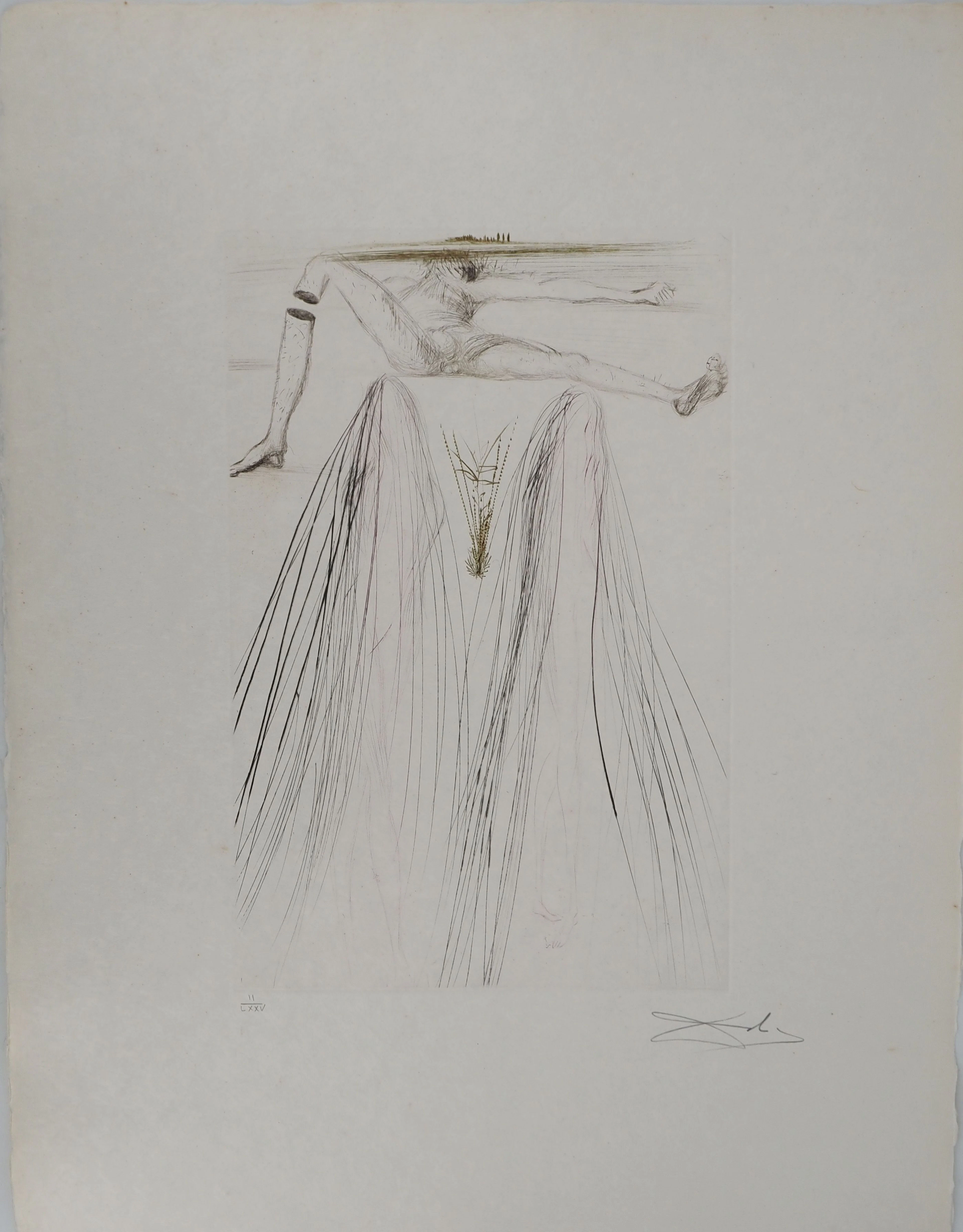 Salvador DALI : Le géant Béliagog, Gravure originale signée