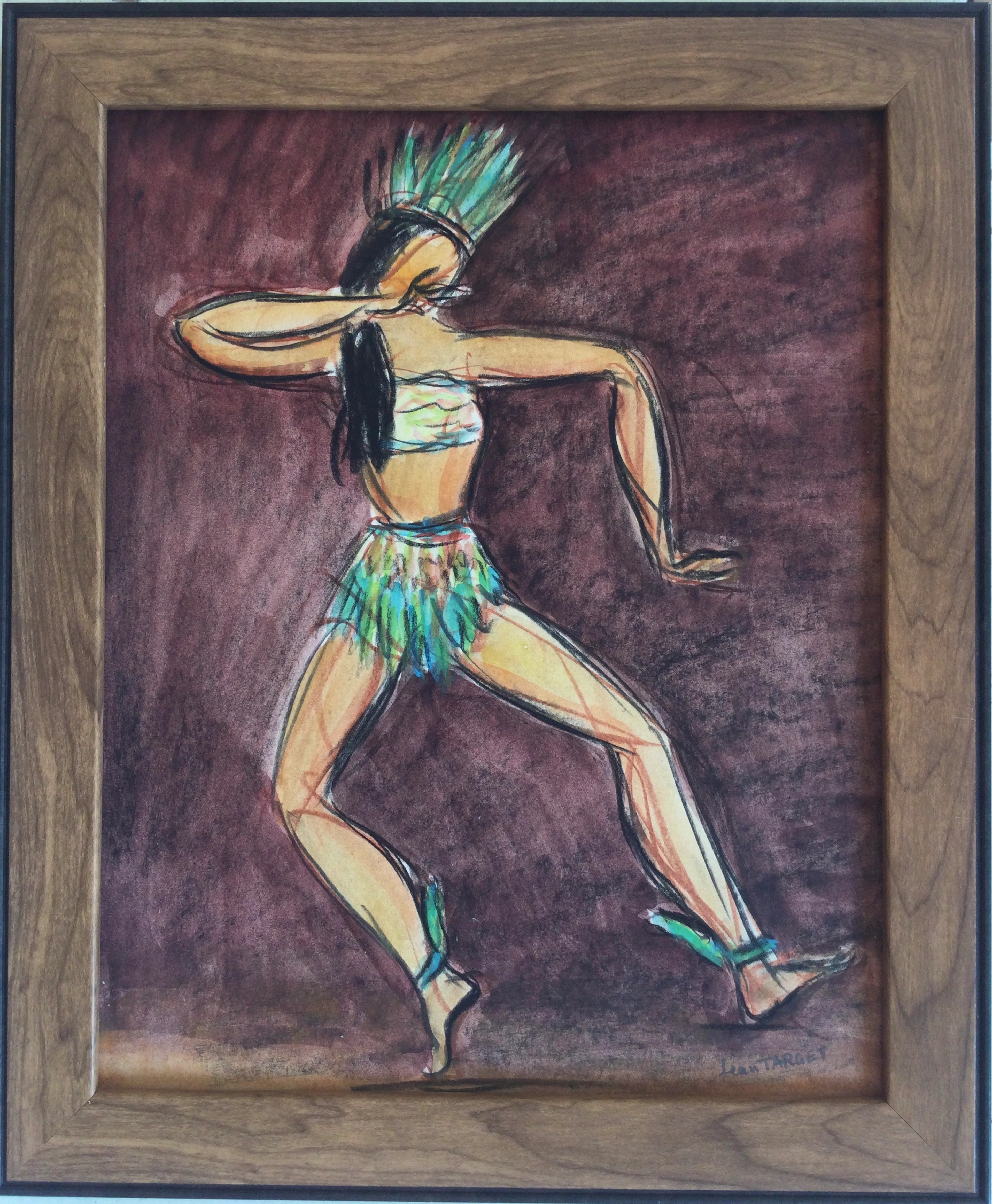 Jean TARGET - Danseuse de cabaret, vers 1950 - Aquarelle et fusain signé