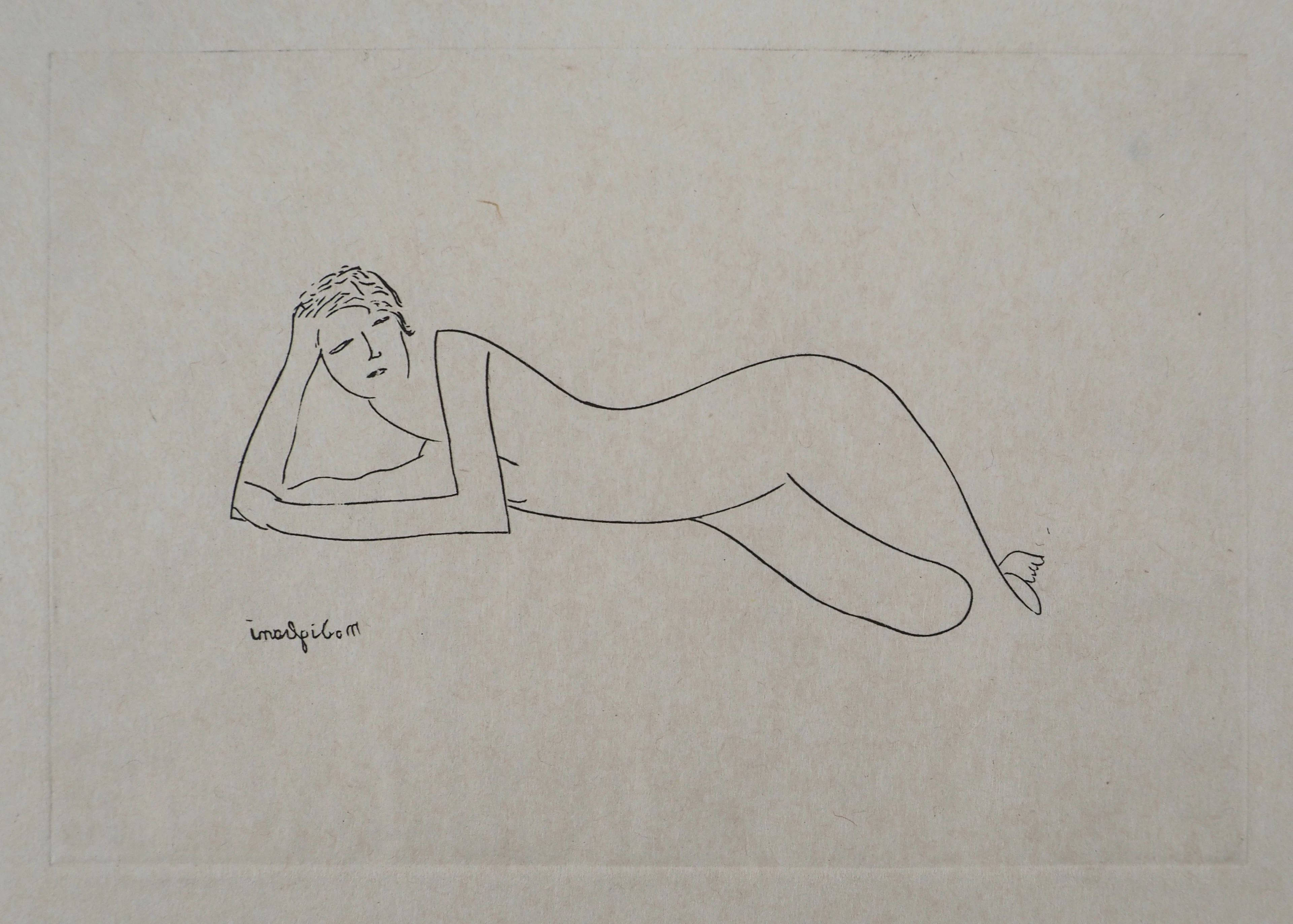 Amedeo MODIGLIANI : Femme allongée - Gravure originale signée